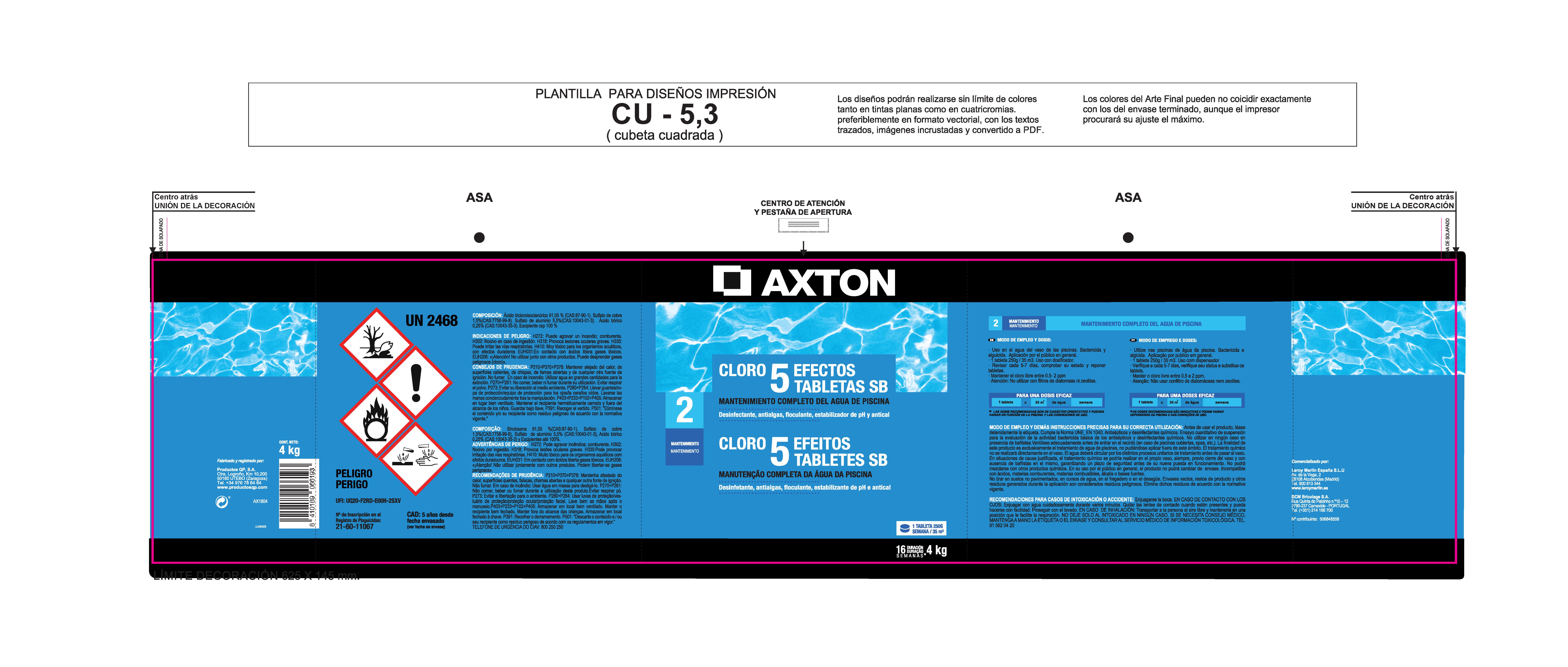Cloro 5 efeitos para piscina 4 kg Axton - 3