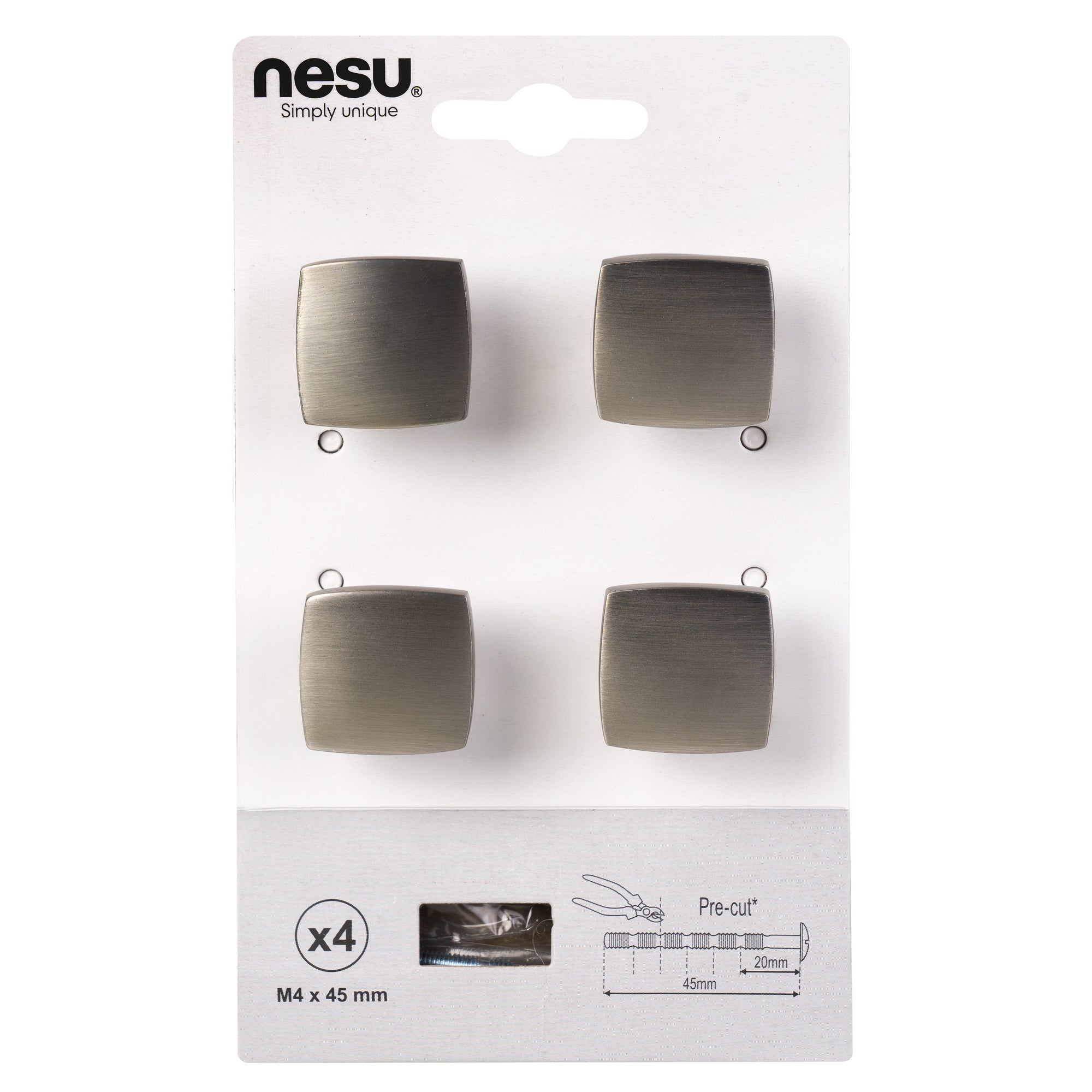 Puxadores para móvel Nesu quadrados inox mate 25mm - 2