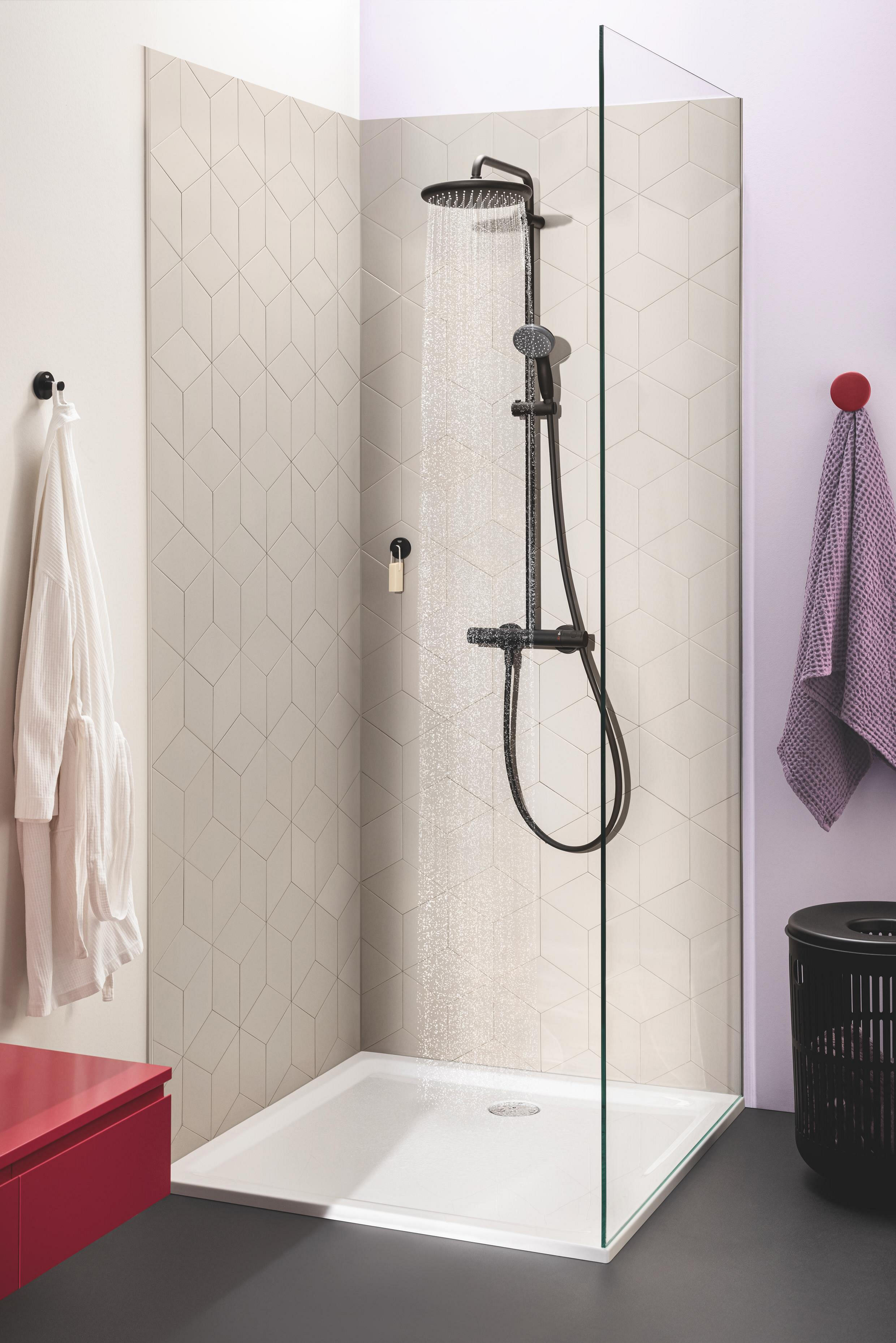 Conjunto de duche com torneira termostática preto 175 cm Grohe Vitalio - 4