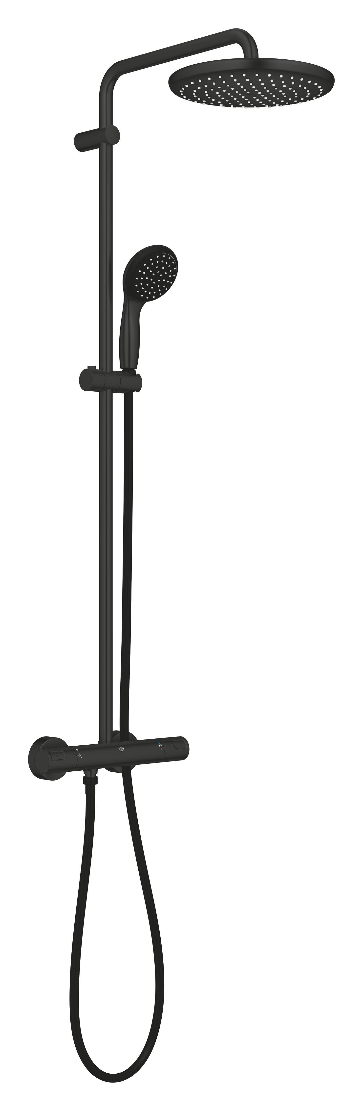Conjunto de duche com torneira termostática preto 175 cm Grohe Vitalio - 2