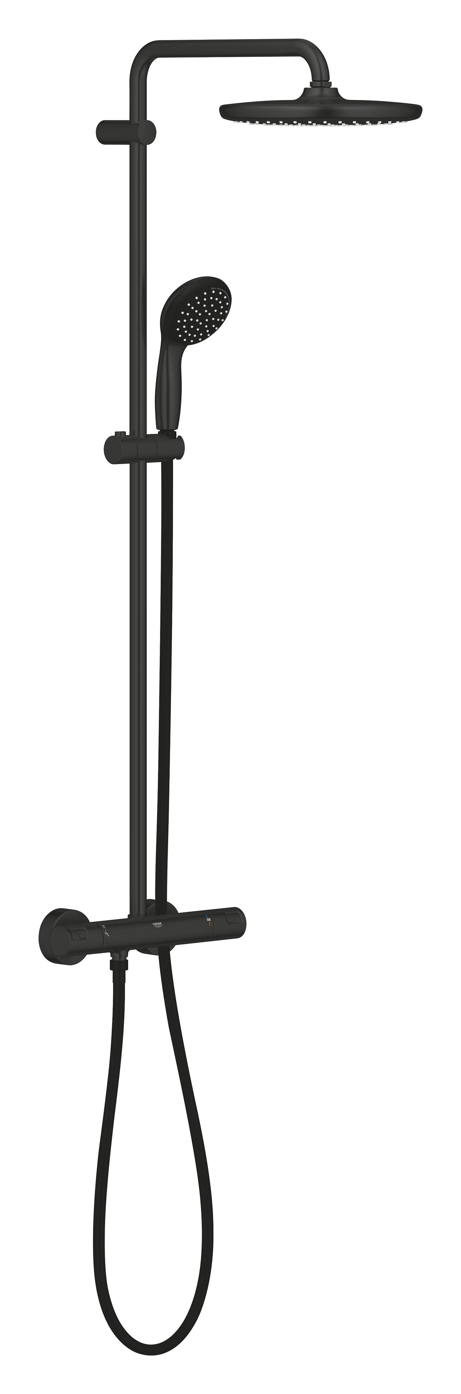 Conjunto de duche com torneira termostática preto 175 cm Grohe Vitalio - 3