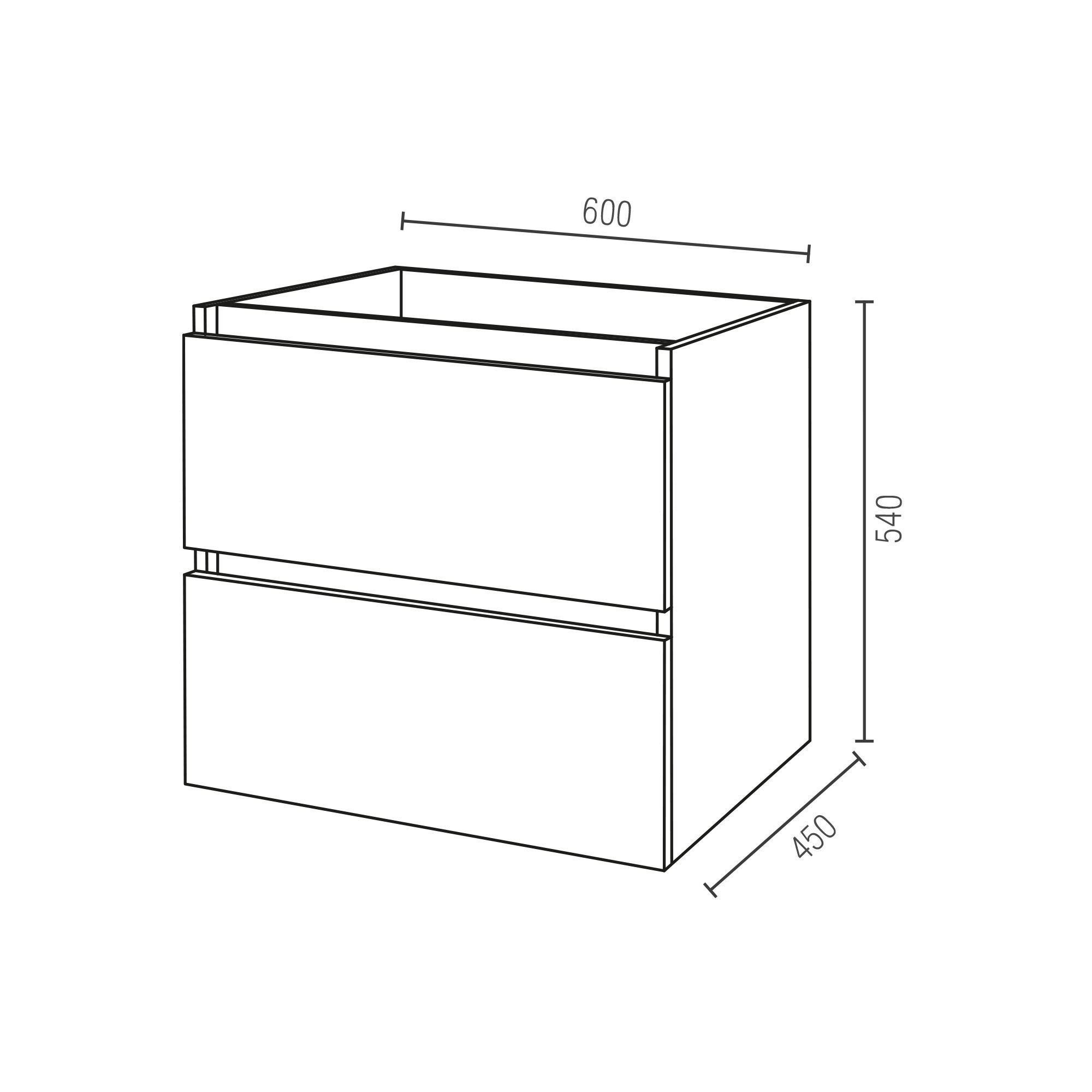 Móvel de casa de banho 2 gavetas 60X45X54 cm carvalho Aml Play - 5