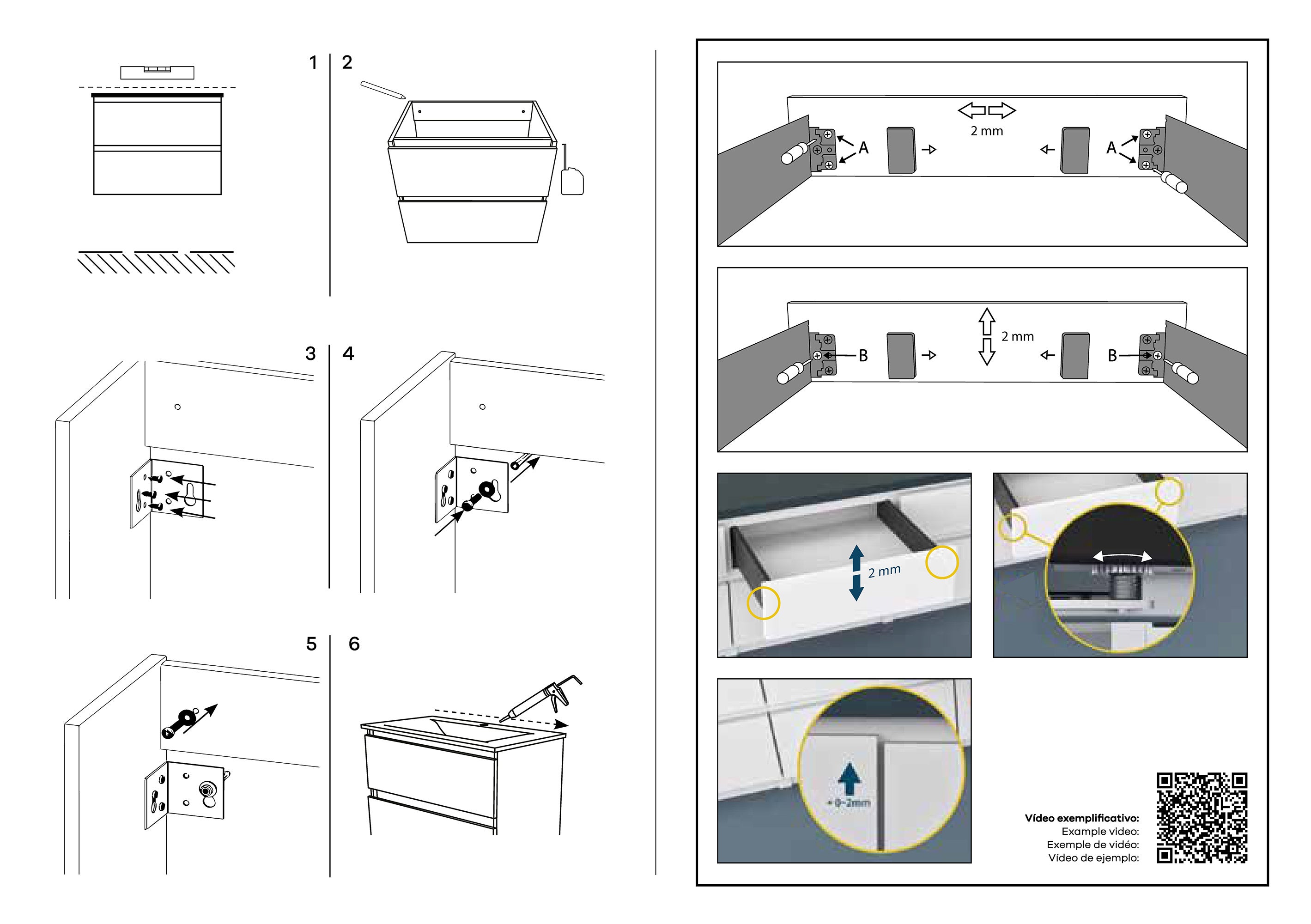 Móvel de casa de banho 2 gavetas 60X45X54 cm carvalho Aml Play - 7