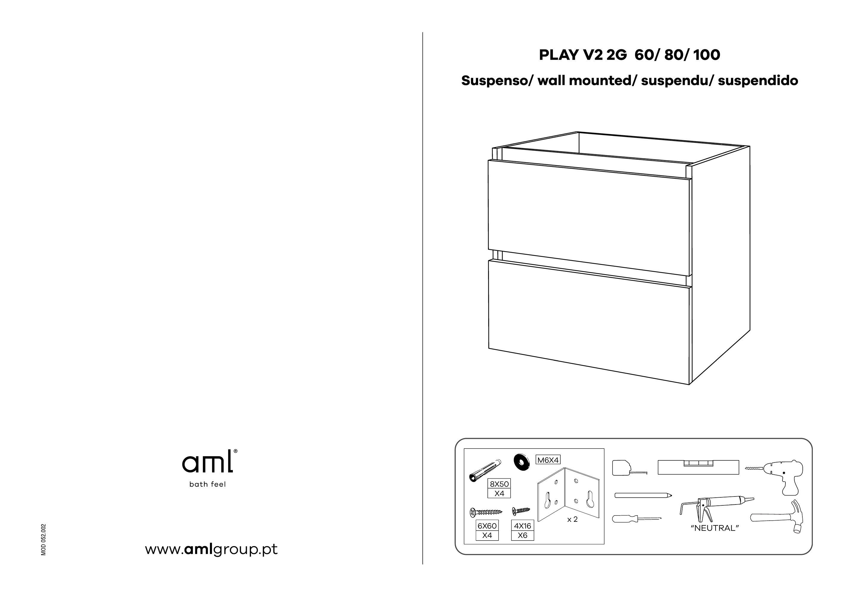 Móvel de casa de banho 2 gavetas 60X45X54 cm carvalho Aml Play - 6