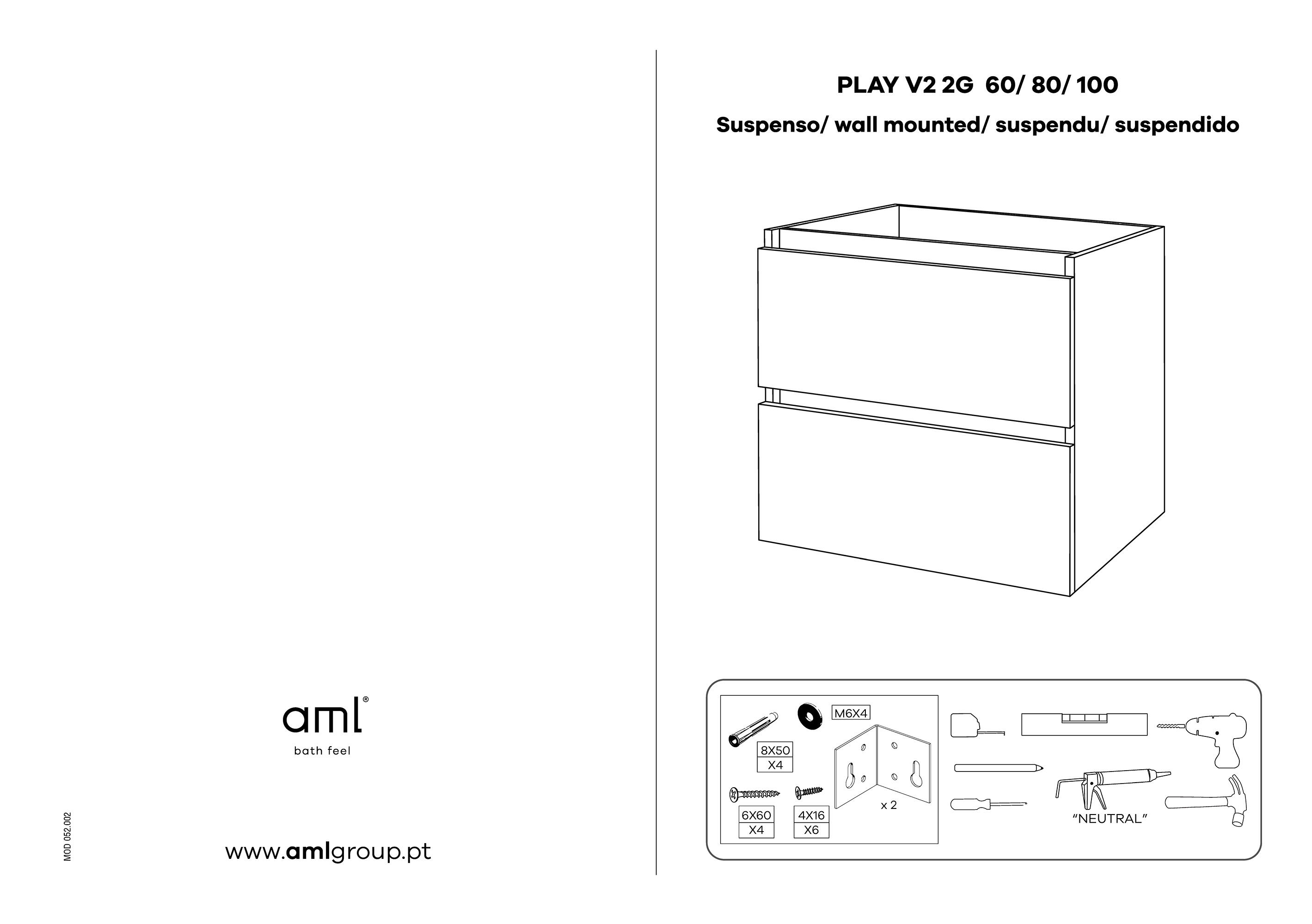 Móvel de casa de banho 2 gavetas 60X45X54 cm branco Aml Play - 6