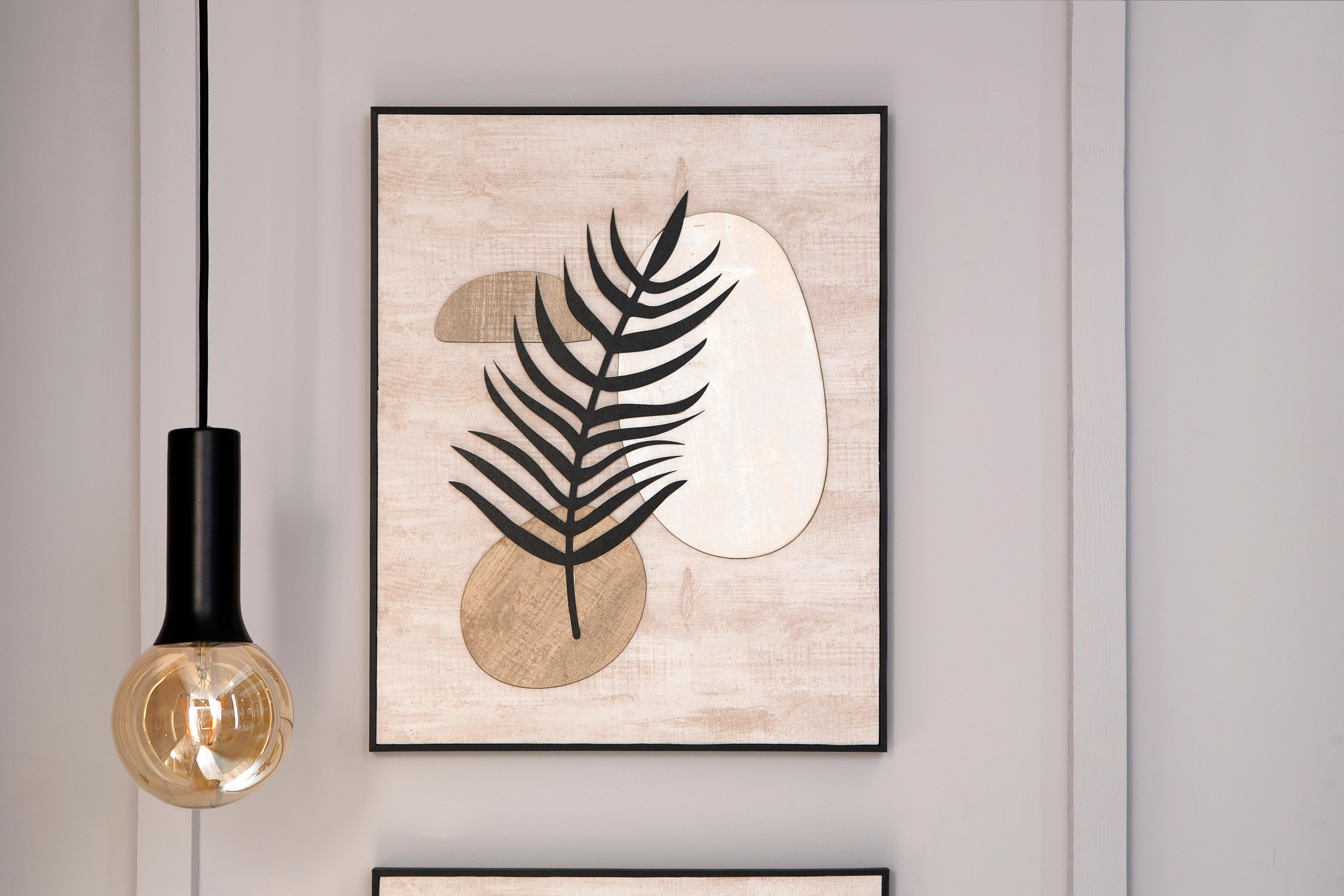 Lienzo Deco line negro hojas alargada 40x50 cm - 10