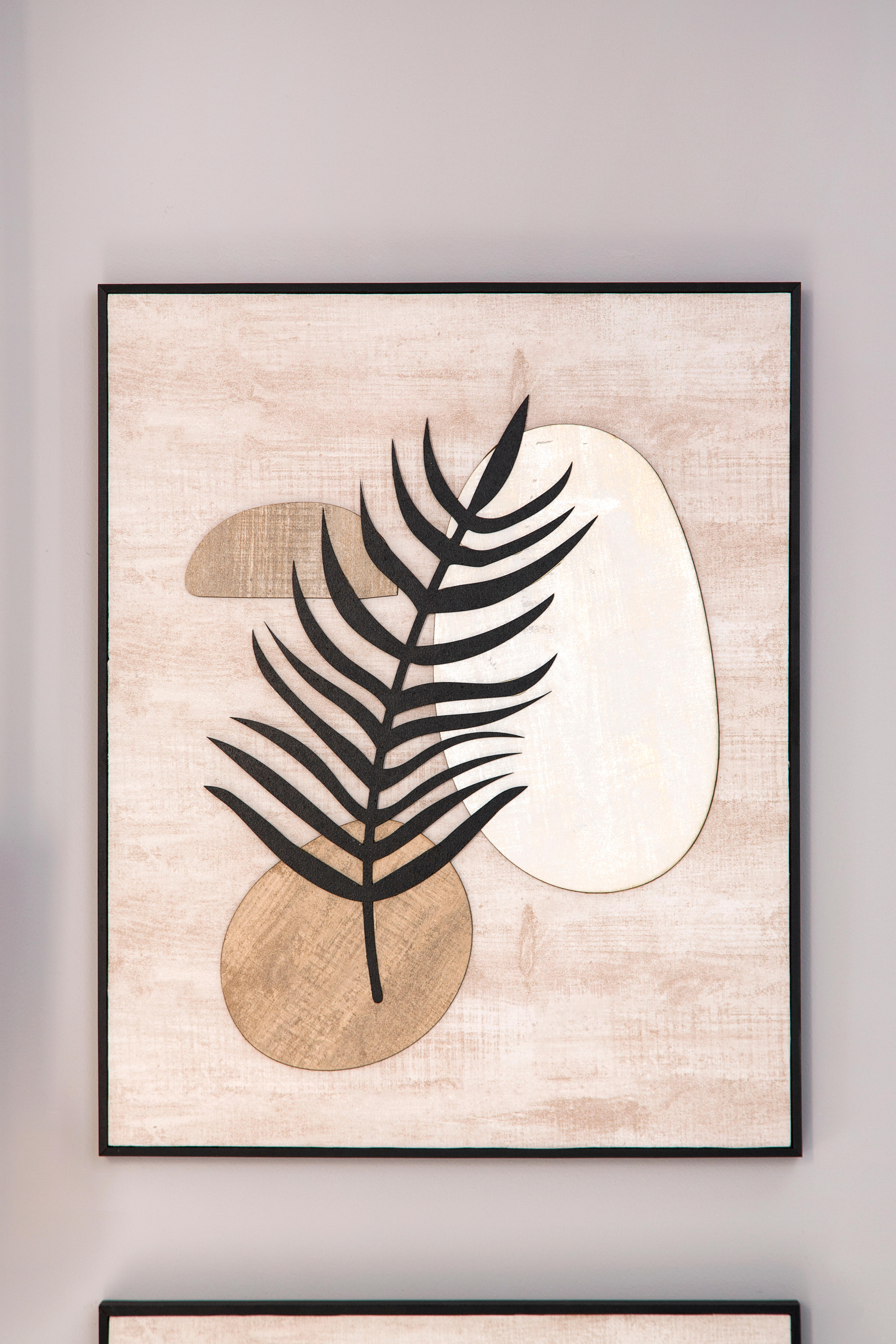 Lienzo Deco line negro hojas alargada 40x50 cm - 4