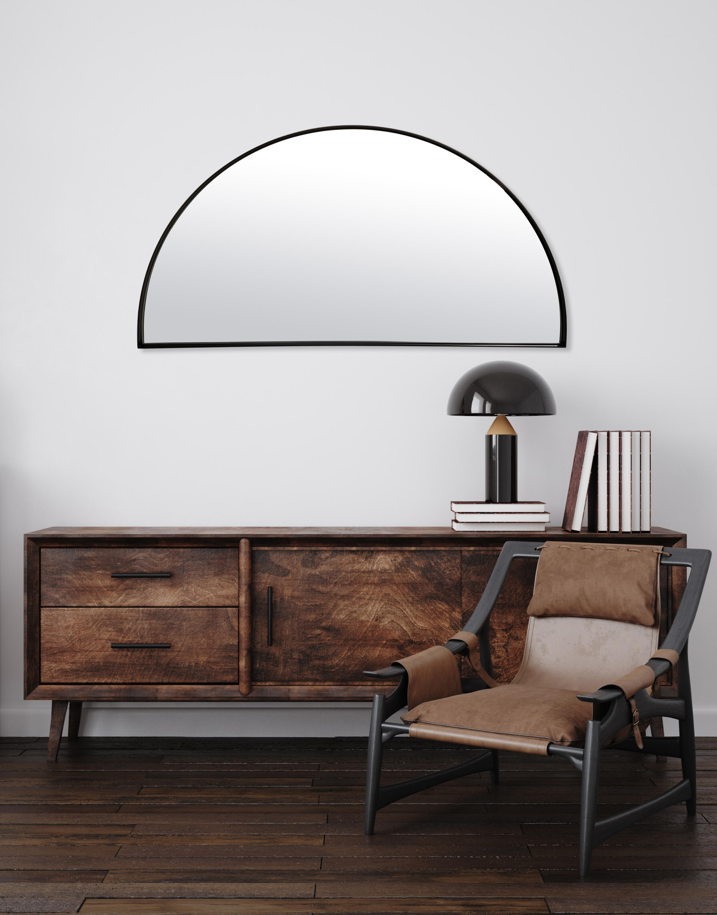 Miroir demicercle résine noir Nolan, l.100 x H.50 cm Leroy Merlin — free download