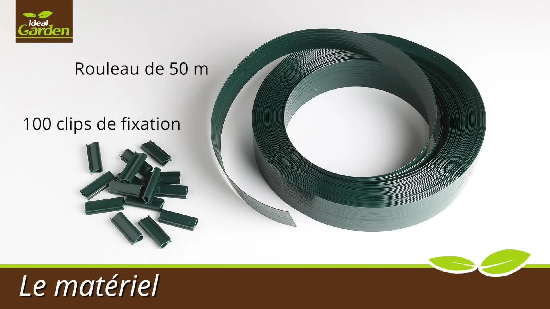 Rouleau lamelle occultante pvc gris, Idéal Garden L.50m x l. 48mm + 100clips - 5