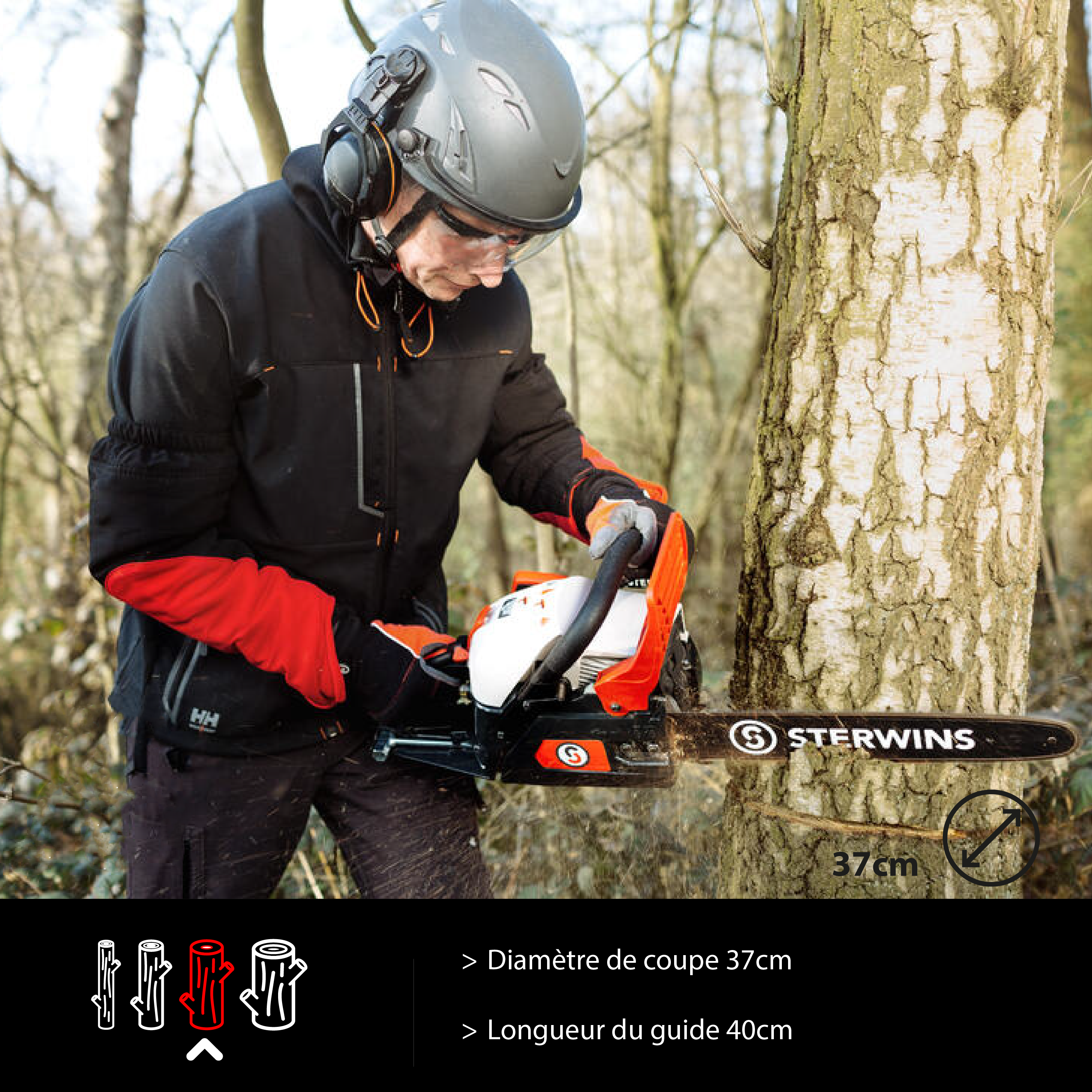Tronçonneuse à essence STERWINS 40.1 cm³, guide de 40 cm - 2