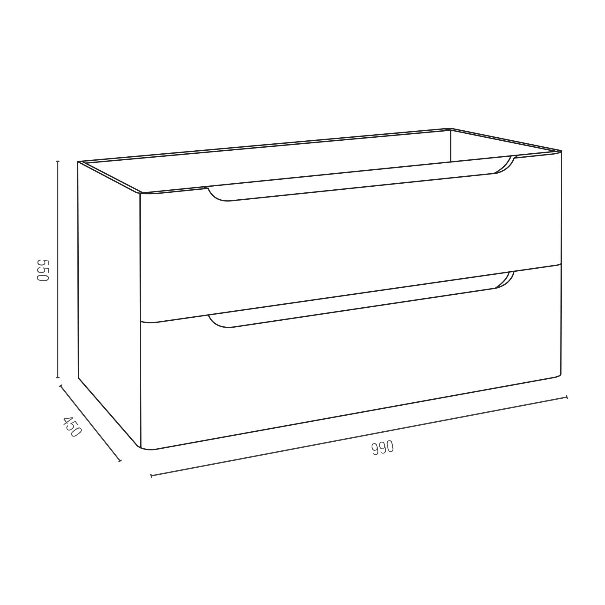 Móvel de casa de banho 2 gavetas 100X46X54 cm carvalho Aml Jota - 5