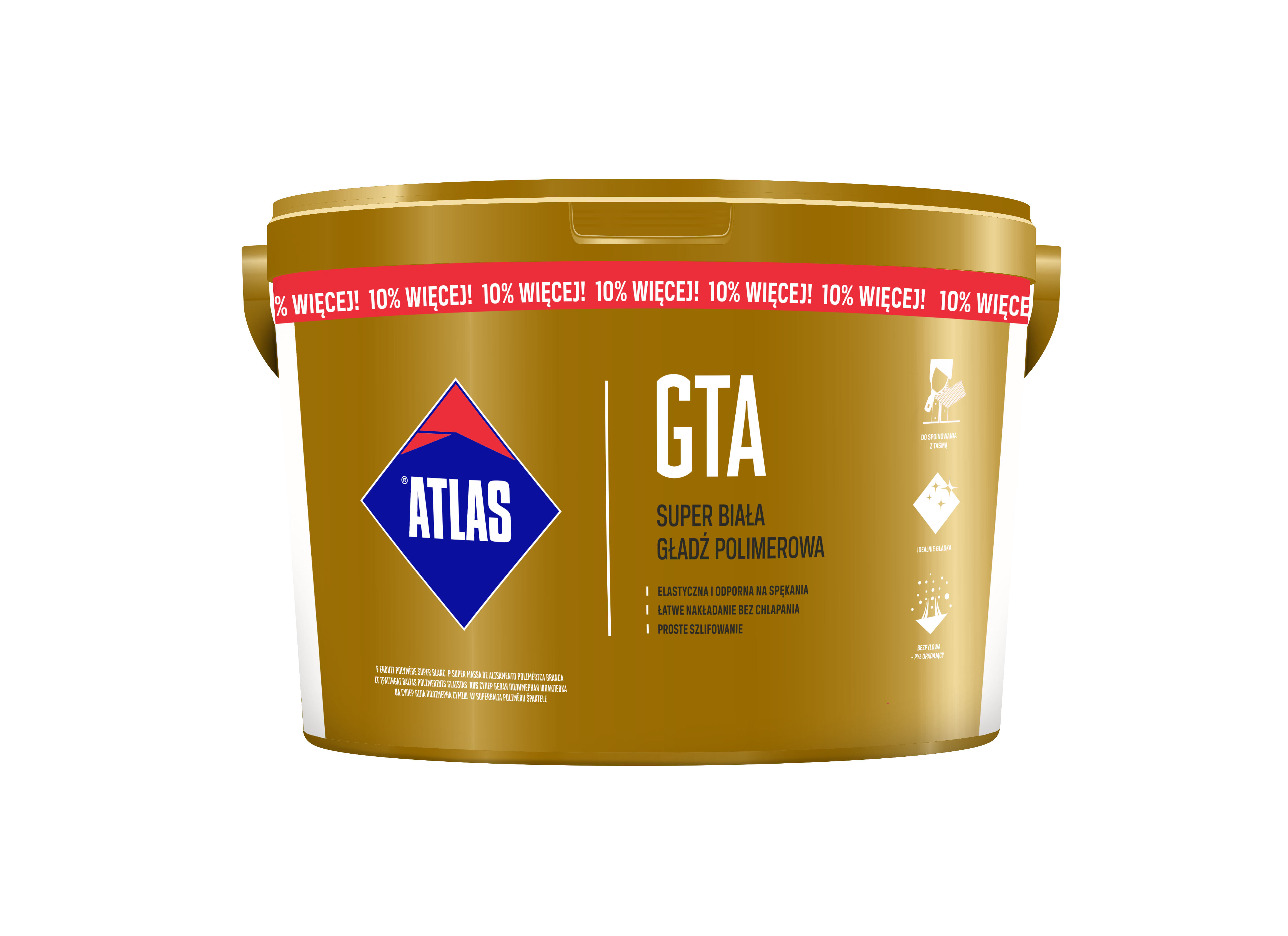 Gotowa gładź polimerowa GTA 18 kg+10% Atlas