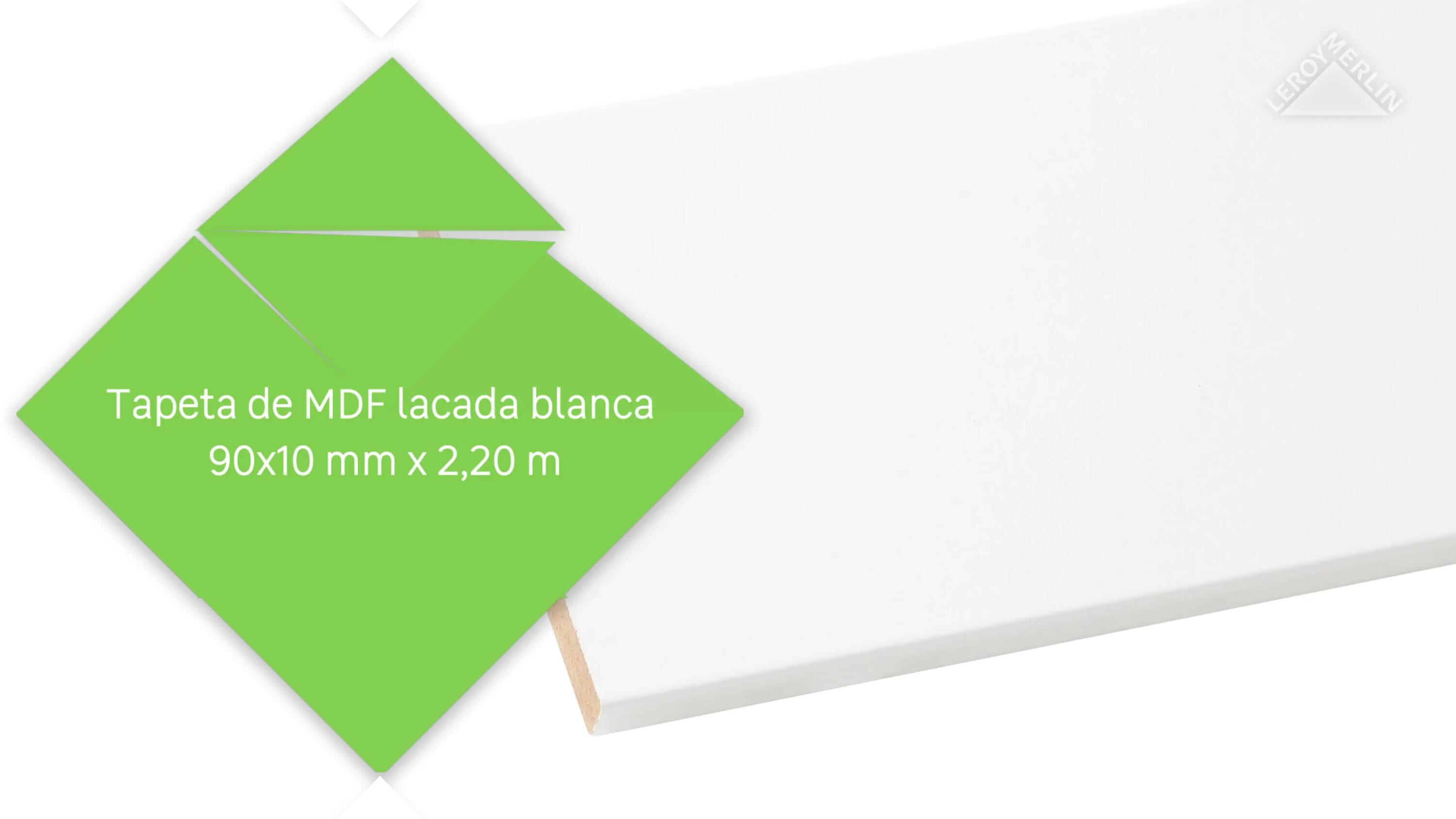 Tapeta de mdf lacada blanca 90x10 mm x 2,20 m (ancho x grueso x largo) - 3
