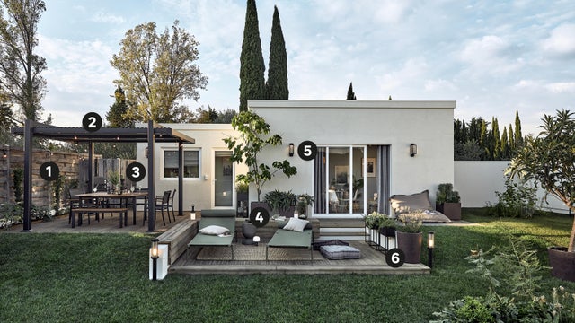 photo d'une terrasse au style industrielle avec puces de détails