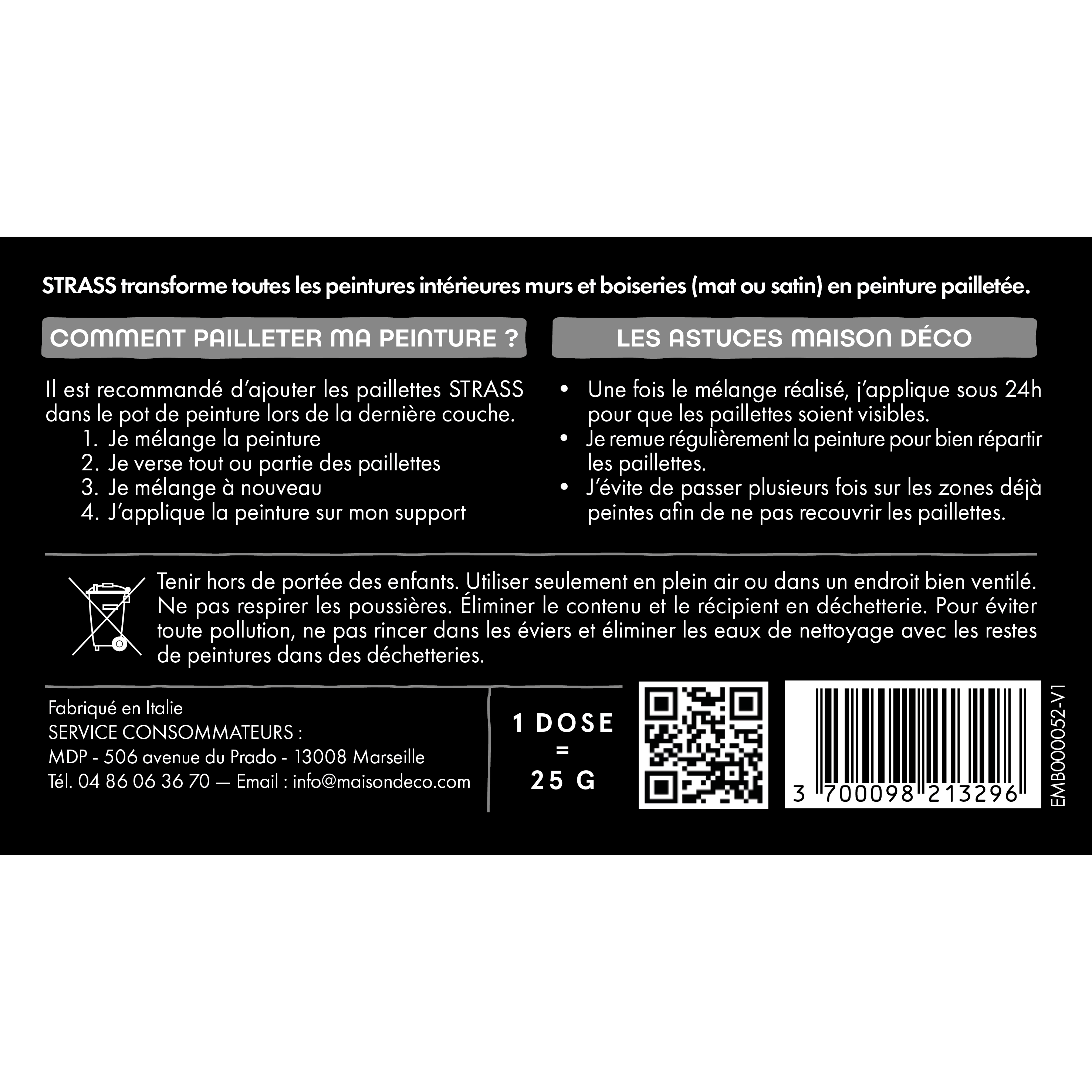 Additif pour peinture Strass paillettes MAISON DECO, argent 25 Gramme - 5