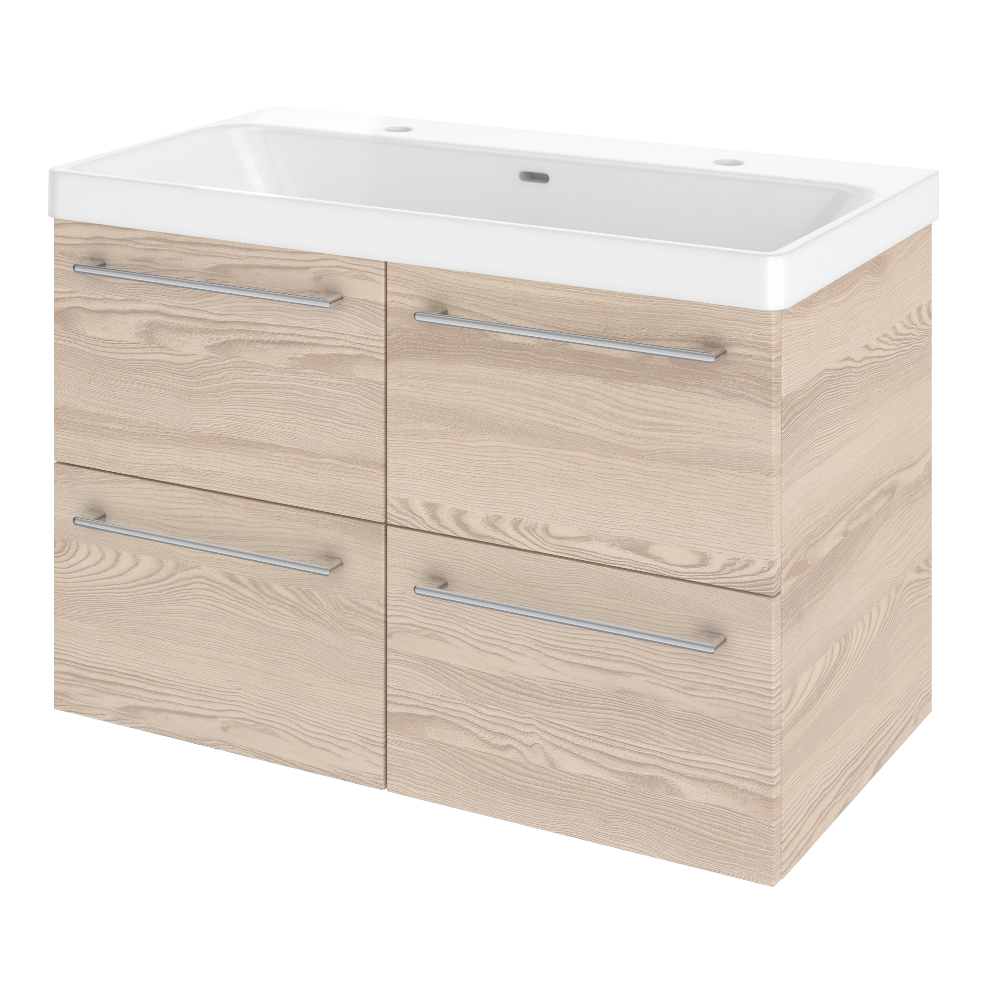 Lavabo a incasso rettangolare vasca centrale Remix L 91 x H 16.5 x P 49.7 cm in ceramica bianco satinato - 9