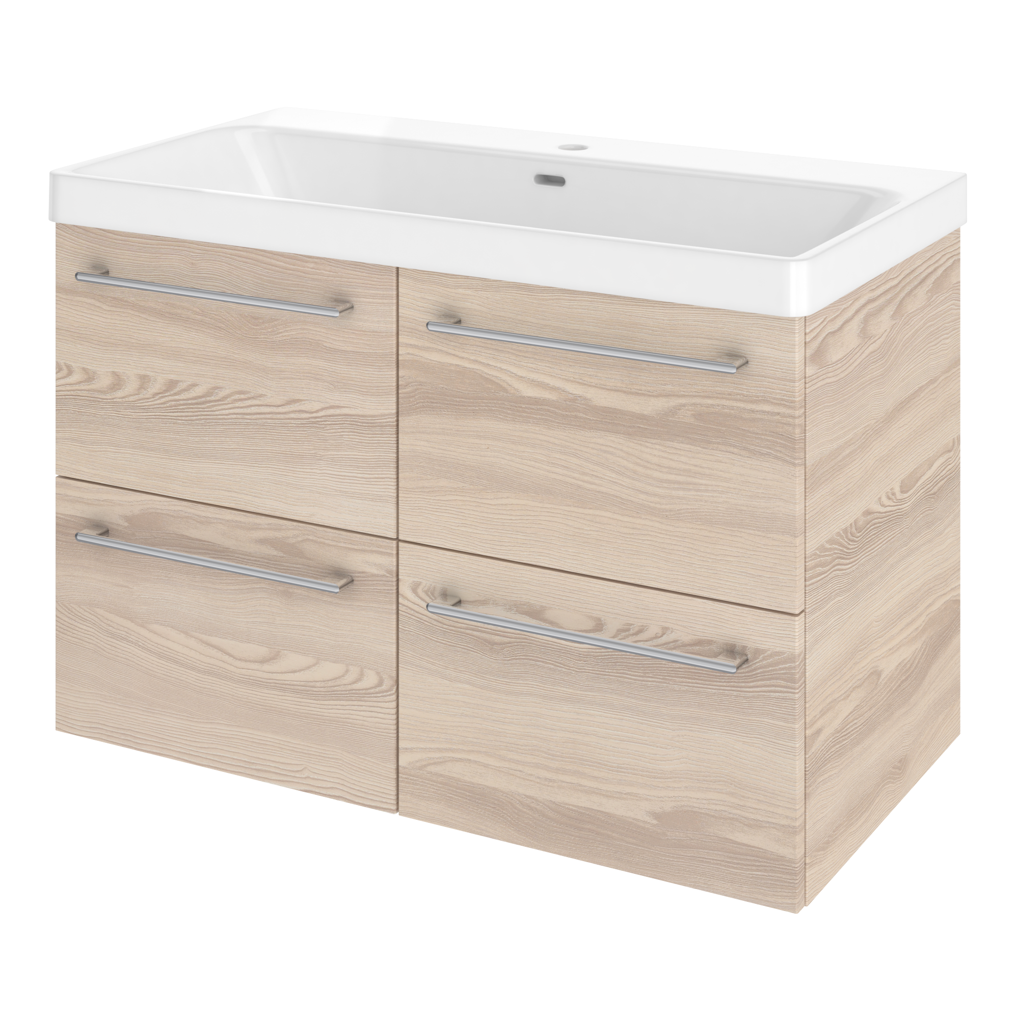 Lavabo a incasso rettangolare vasca centrale Remix L 91 x H 16.5 x P 49.7 cm in ceramica bianco lucido - 6