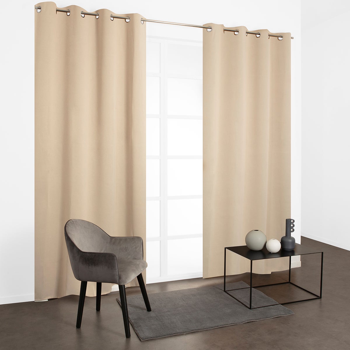 Cortinado ilhós Must ocultante 135x240cm cru - 4