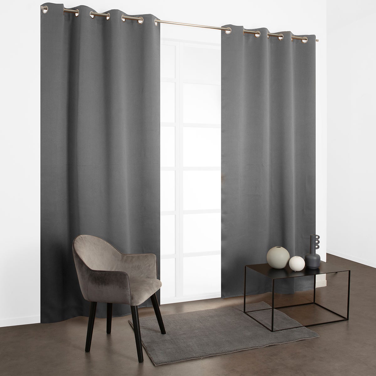 Cortinado ilhós Must ocultante 135x240cm antracite - 4