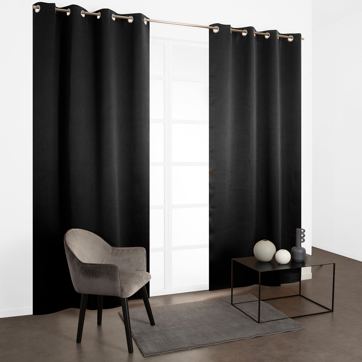 Cortinado ilhós Must ocultante 135x240cm preto - 4