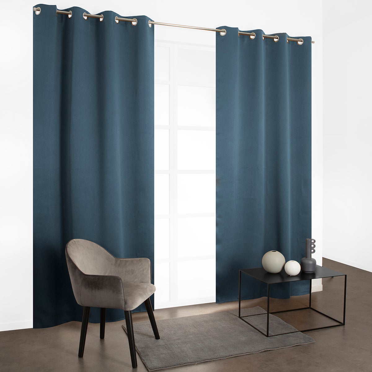 Cortinado ilhós Must ocultante 135x240cm azul marinho - 3