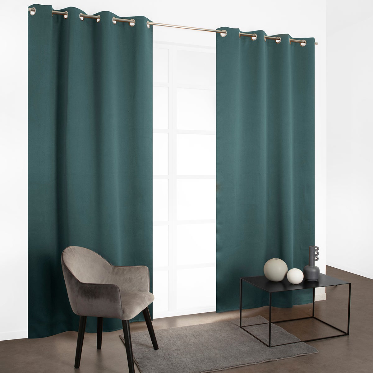 Cortinado ilhós Must ocultante 135x240cm verde escuro - 3