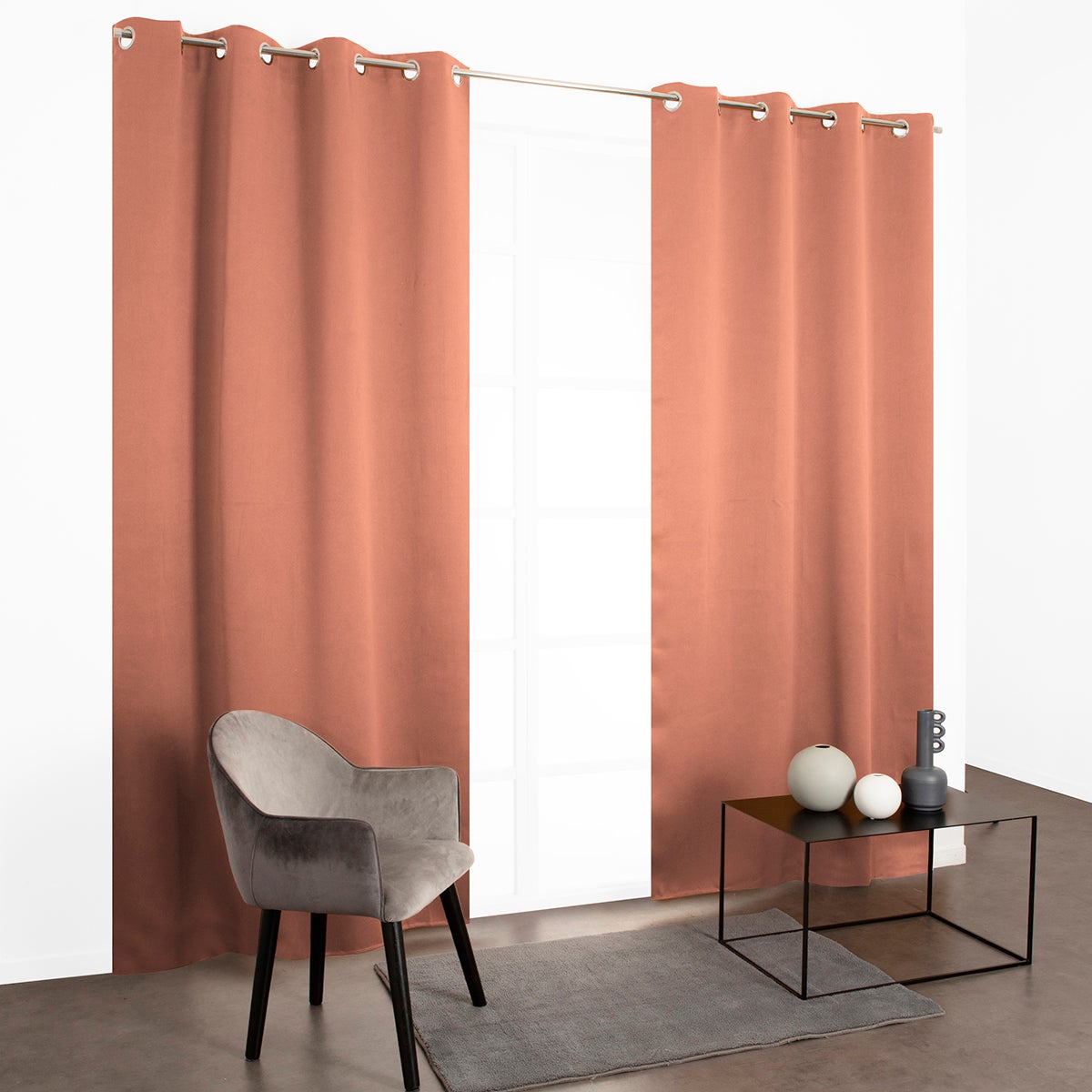 Cortinado ilhós Must ocultante 135x240cm terrcota - 4