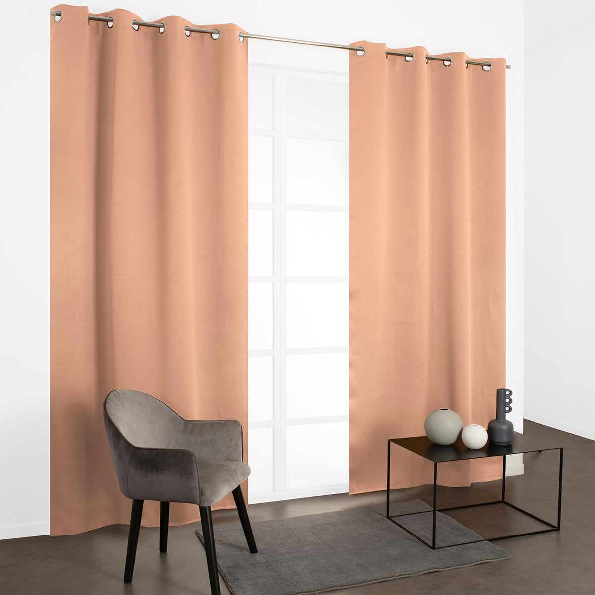 Cortinado ilhós Must ocultante 135x240cm rosa - 3