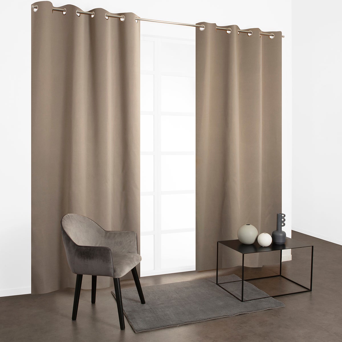 Cortinado ilhós Must ocultante 135x240cm castanho - 4