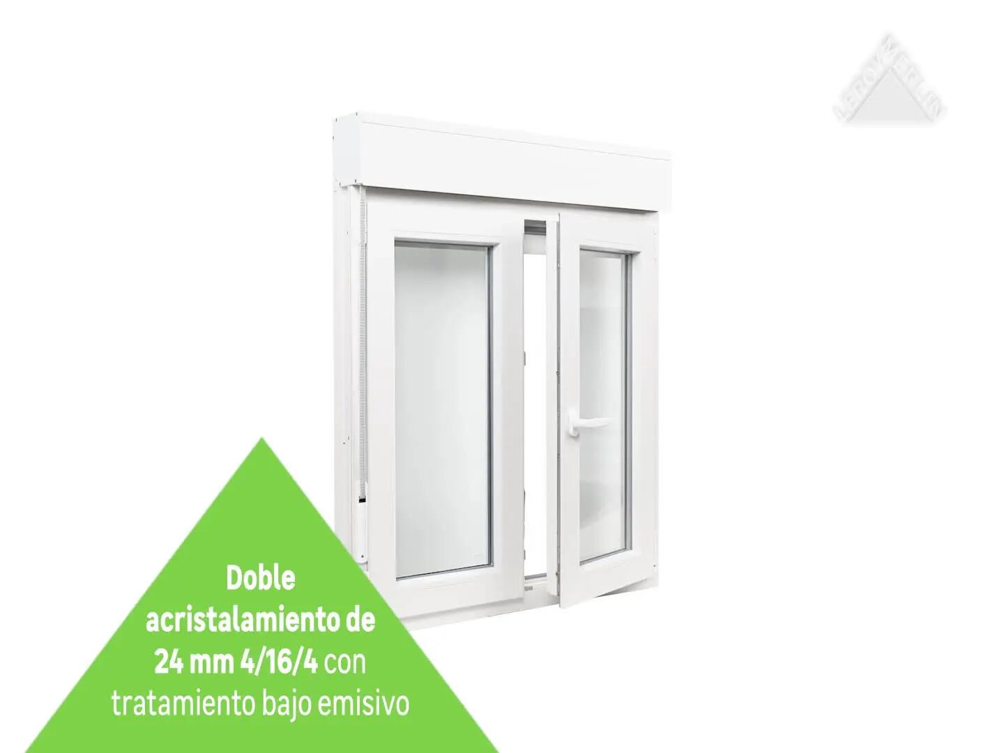 Ventana PVC 140x135cm oscilobatiente blanca doble acristalamiento transparente 4/16/4 bajo emisivo con persiana - 4