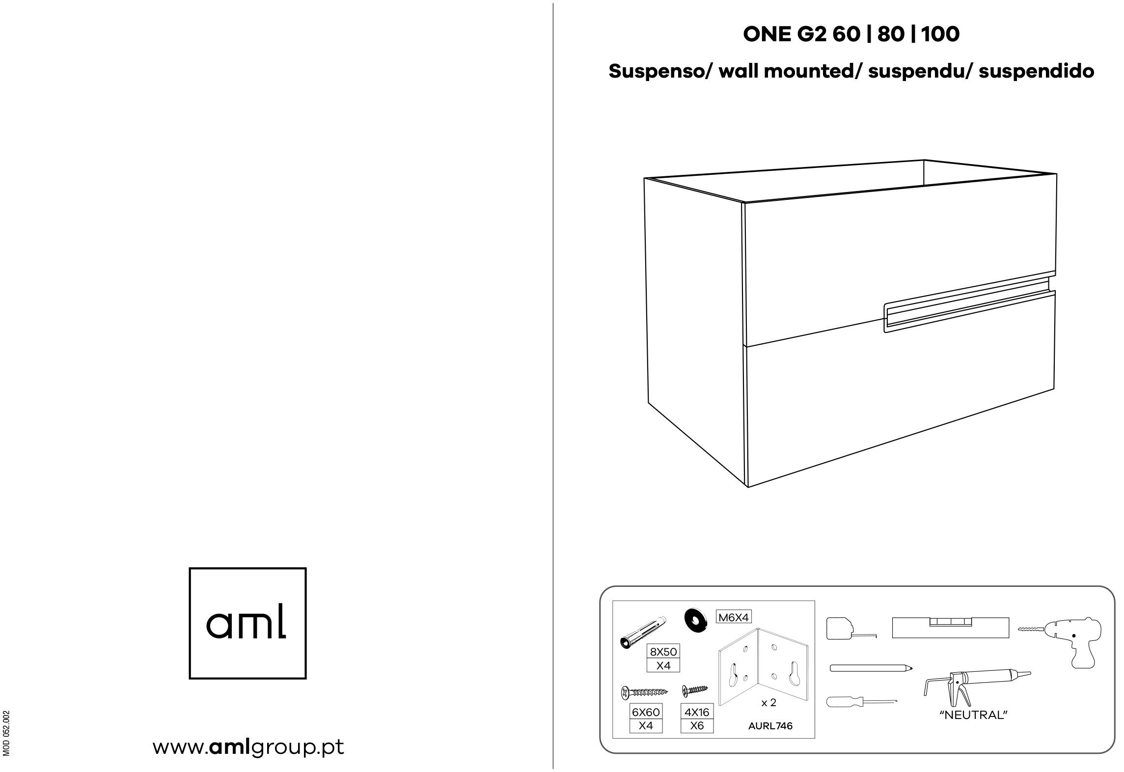 Móvel de casa de banho 2 gavetas 80x46x54 cm preto mate Aml One - 7