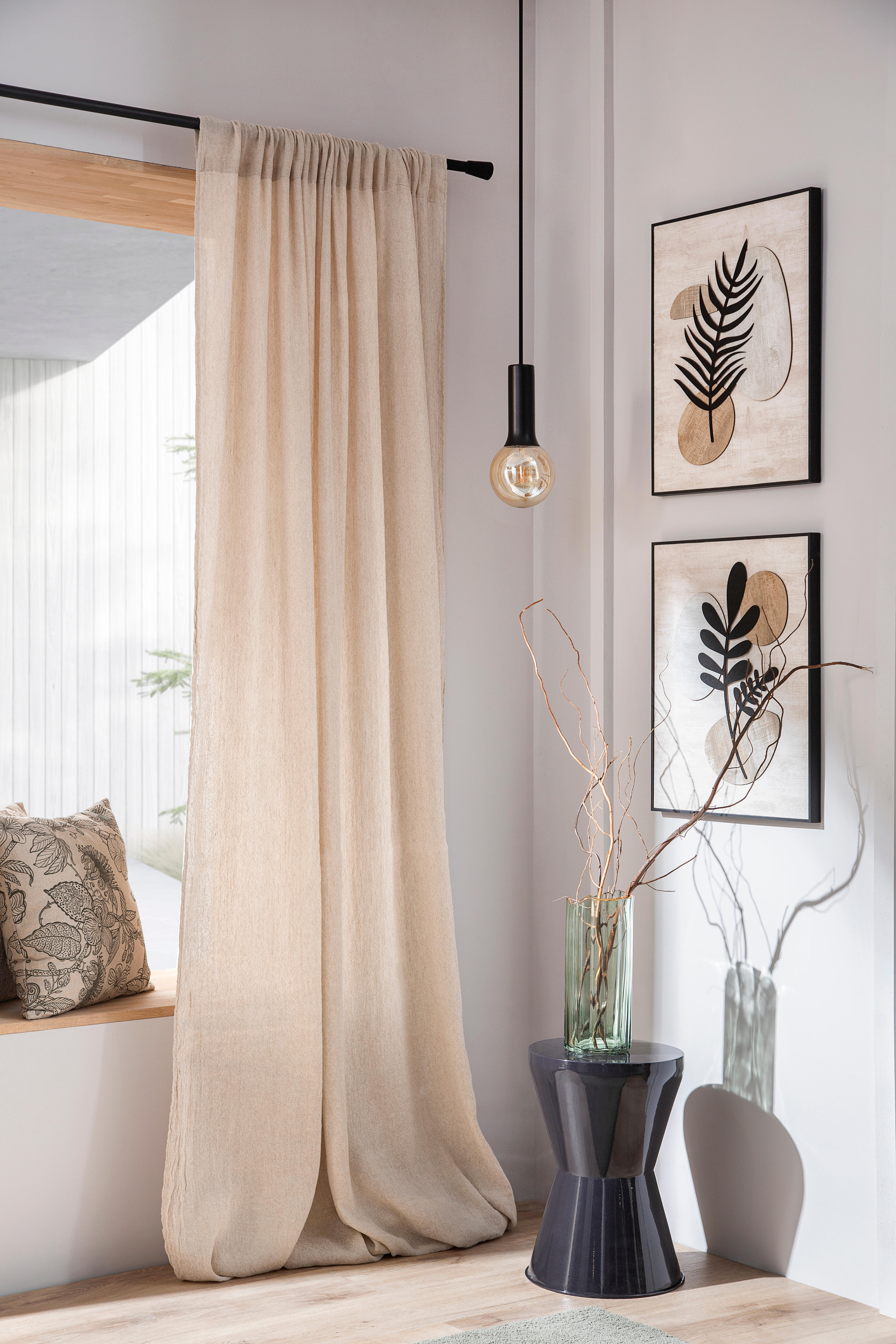 Lienzo Deco line negro hojas alargada 40x50 cm - 8