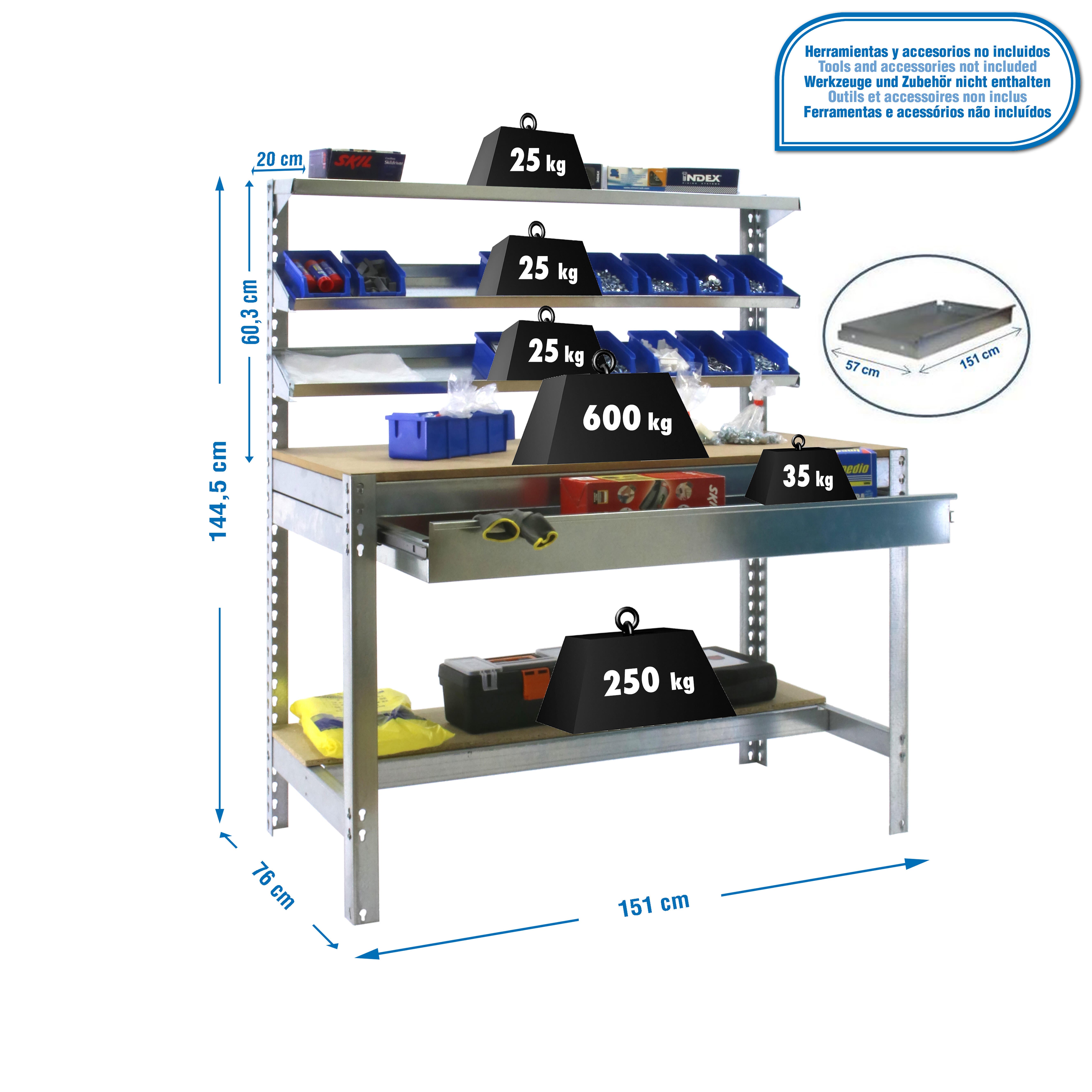 Bancada de trabalho SIMONRACK BT1 BOX 1500 GALVA/MAD - 3