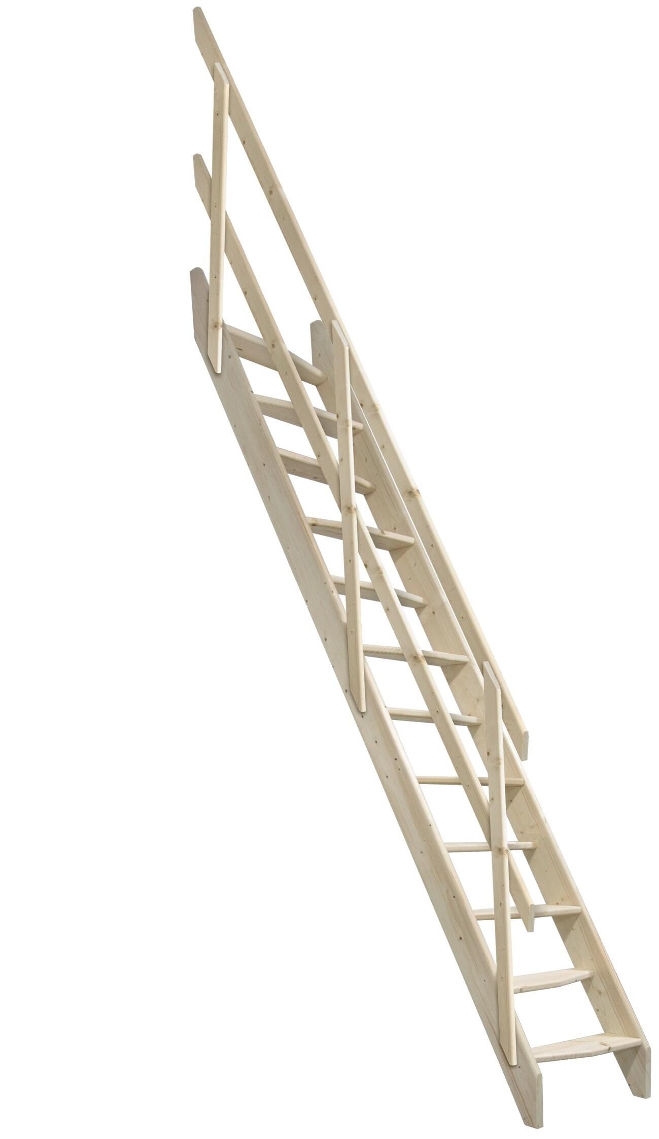 Scala salvaspazio dritta Oslo, struttura in legno abete, gradini in legno grezzo, colore abete naturale - 2