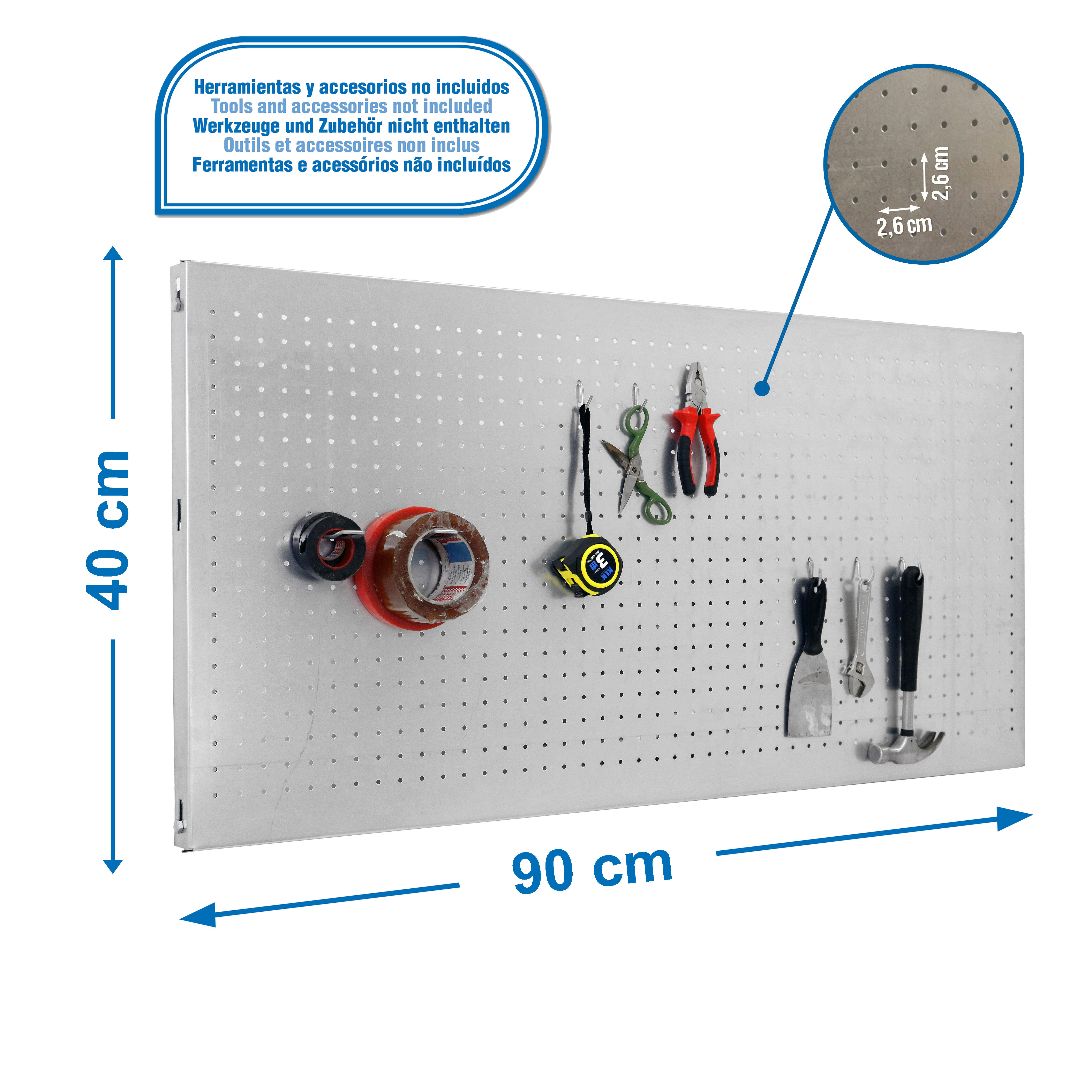 Painel de ferramentas 90X40 cm aço galvanizado Simonwork Kit Panelclick - 2