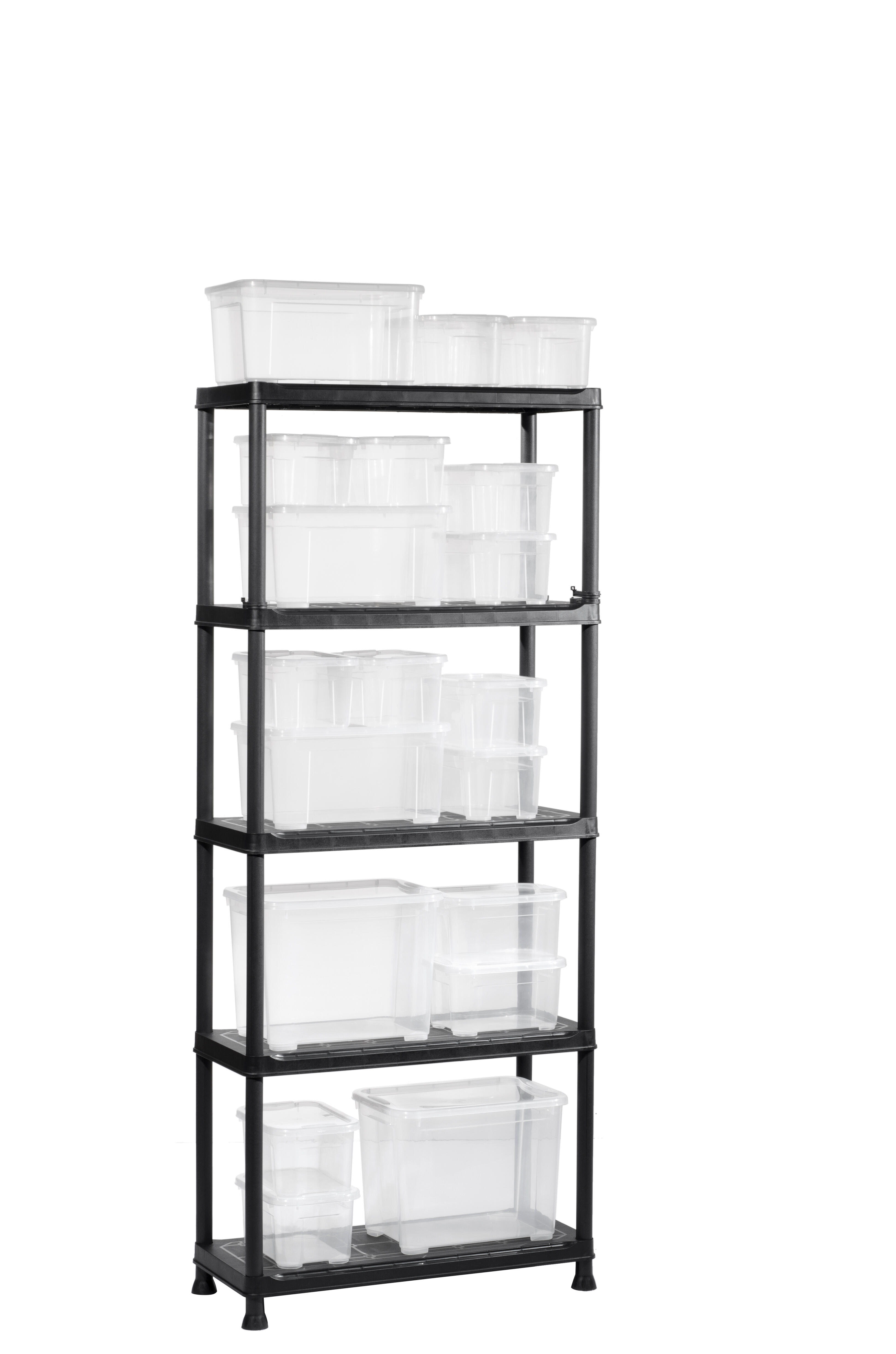 Estante em PVC preto 5 prateleiras 176x75x32 cm 150 kg Spaceo Standard - 14