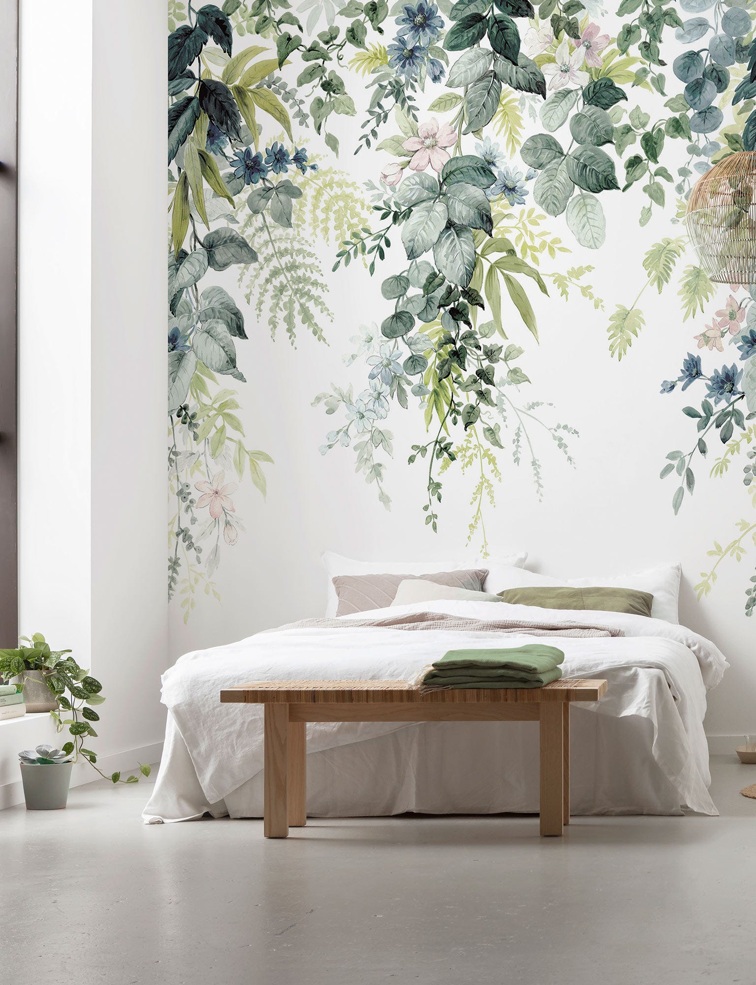 Papier peint panoramique Flower Tendril vert céladon l.300 x H.250 cm ...