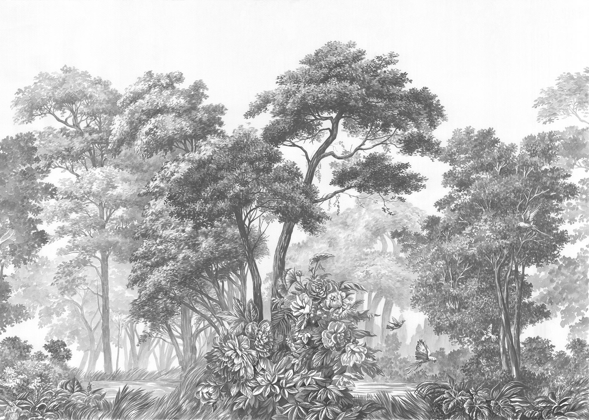 Papier peint panoramique Forêt Voyageur blanc l.350 x H.250 cm - 2
