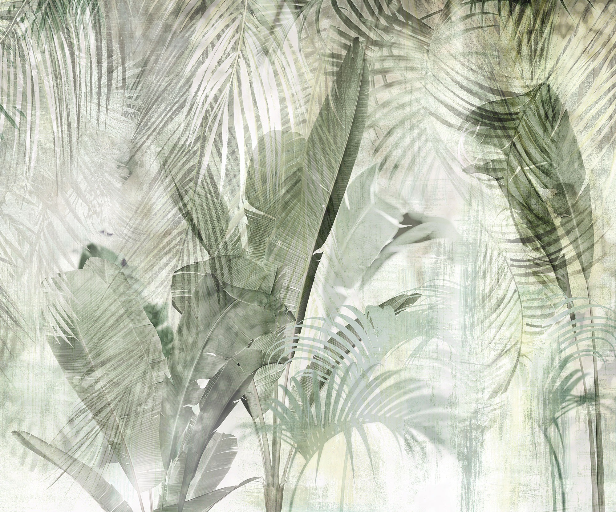 Papier peint panoramique Feuille Lumière ombre vert l.300 x H.250 cm - 2