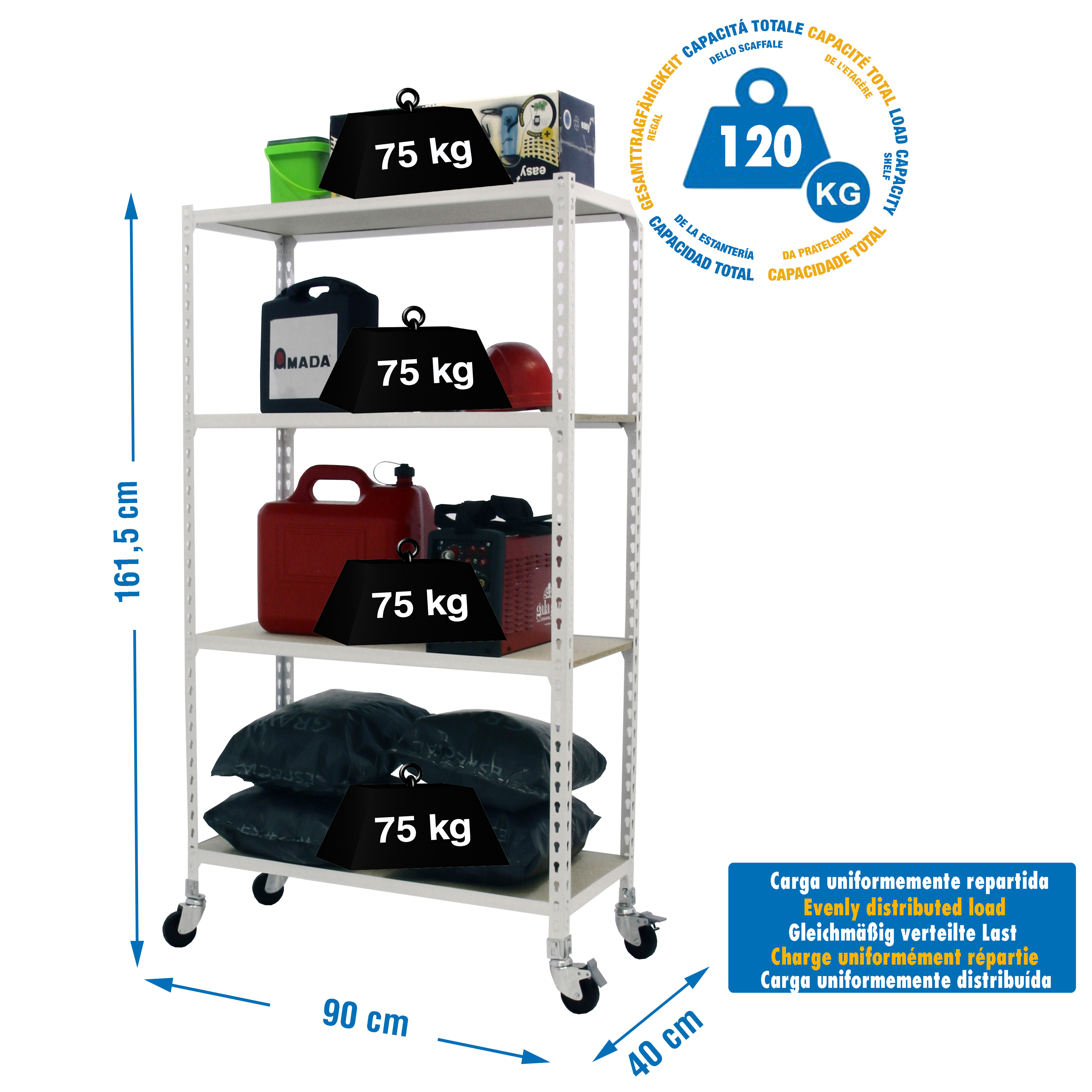 Estanteria sin tornillos maderclick movil blanca 4/40