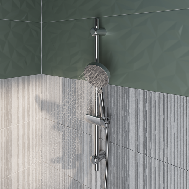 Pommeau de douche 3 jets, flexible et barre chrome SENSEA Easy