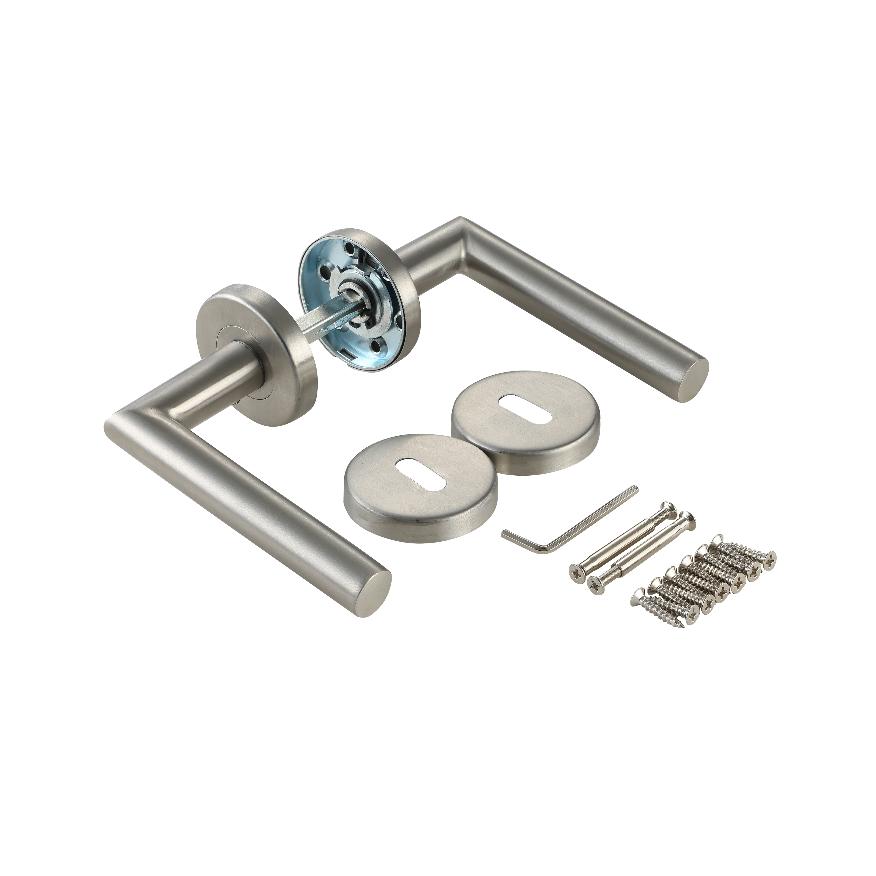 Puxador de porta roseta aço inox prateado escovado acetinado Inspire Sara - 5