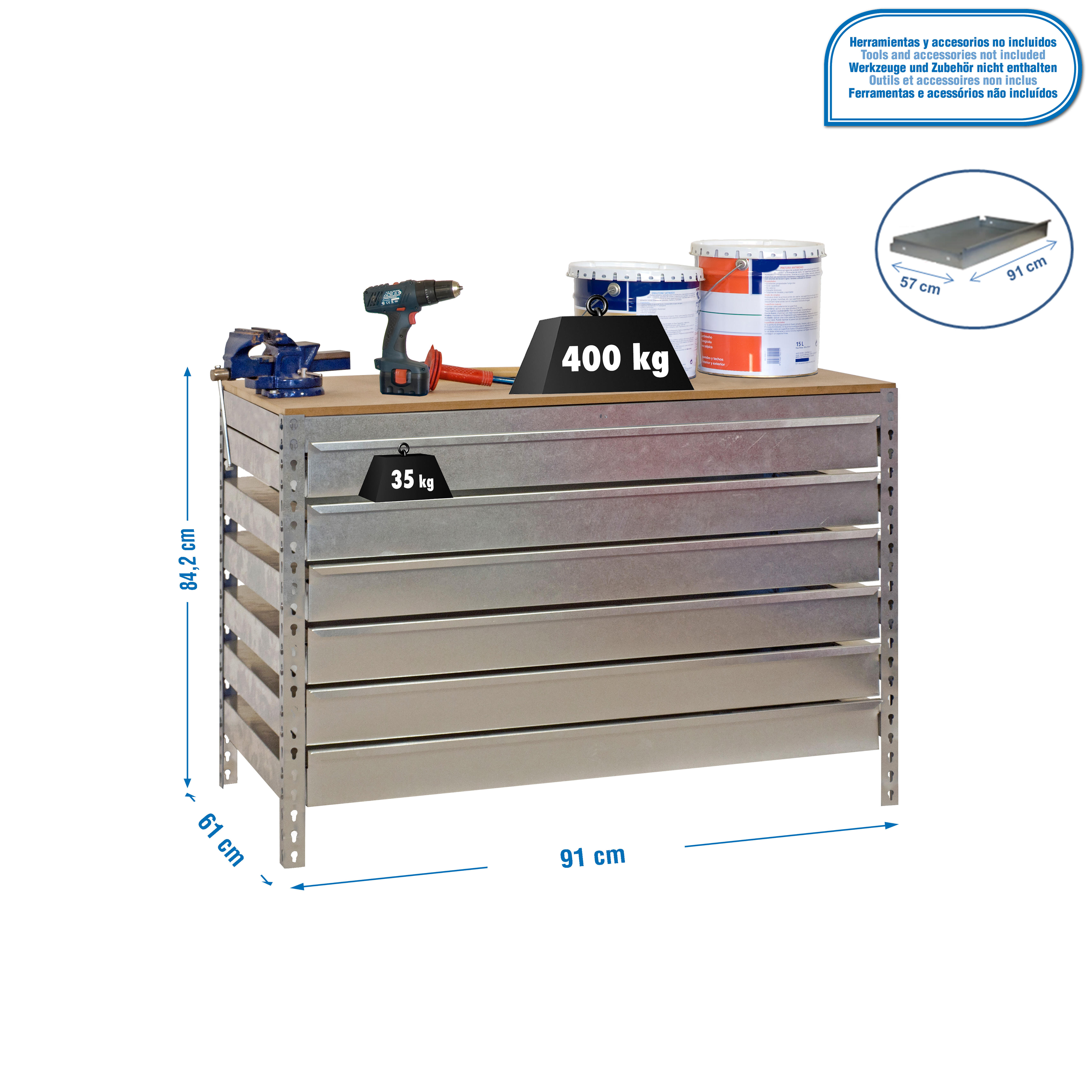 Bancada de trabalho SIMONRACK BT5 BOX6 900 GALVA/MAD - 2