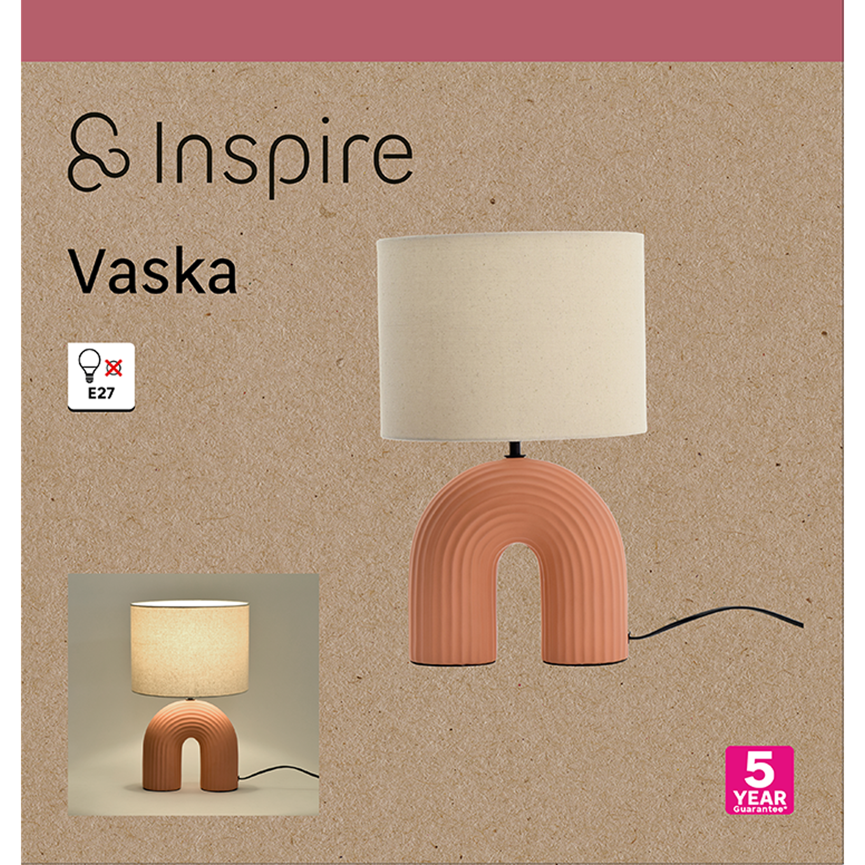 Lampe Vaska, céramique, beige, H.41 cm INSPIRE, E27 - 10