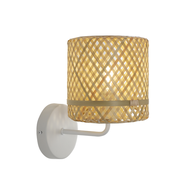 Applique murale E14, fer / bambou, beige, Palanga, INSPIRE