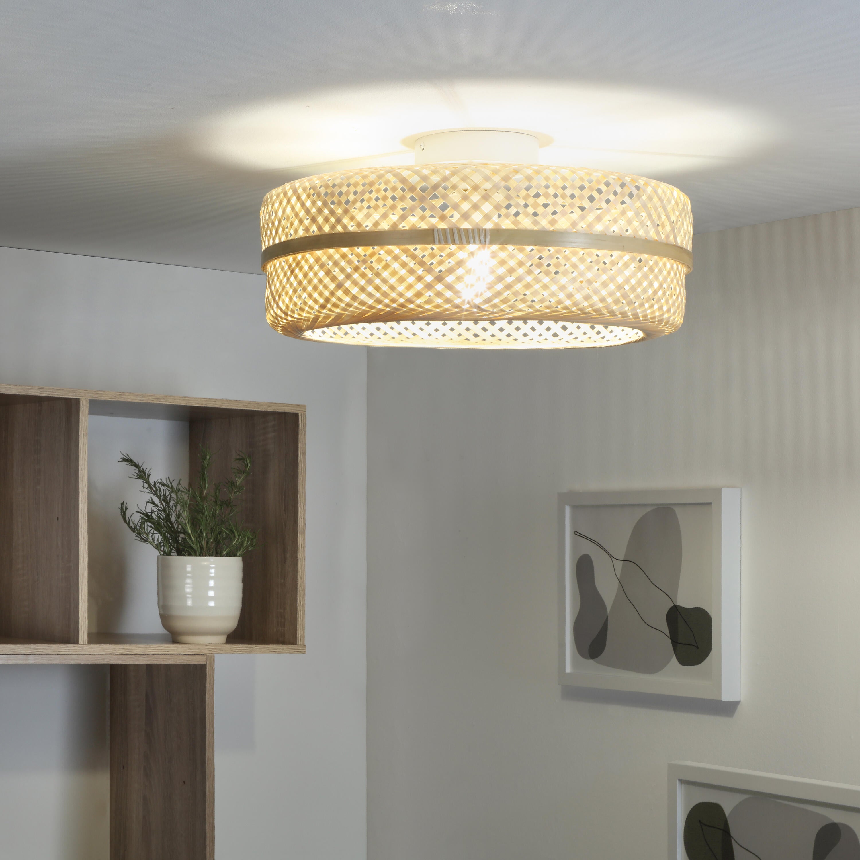 Lampa sufitowa Palanga biała bambus E27 Inspire - 20