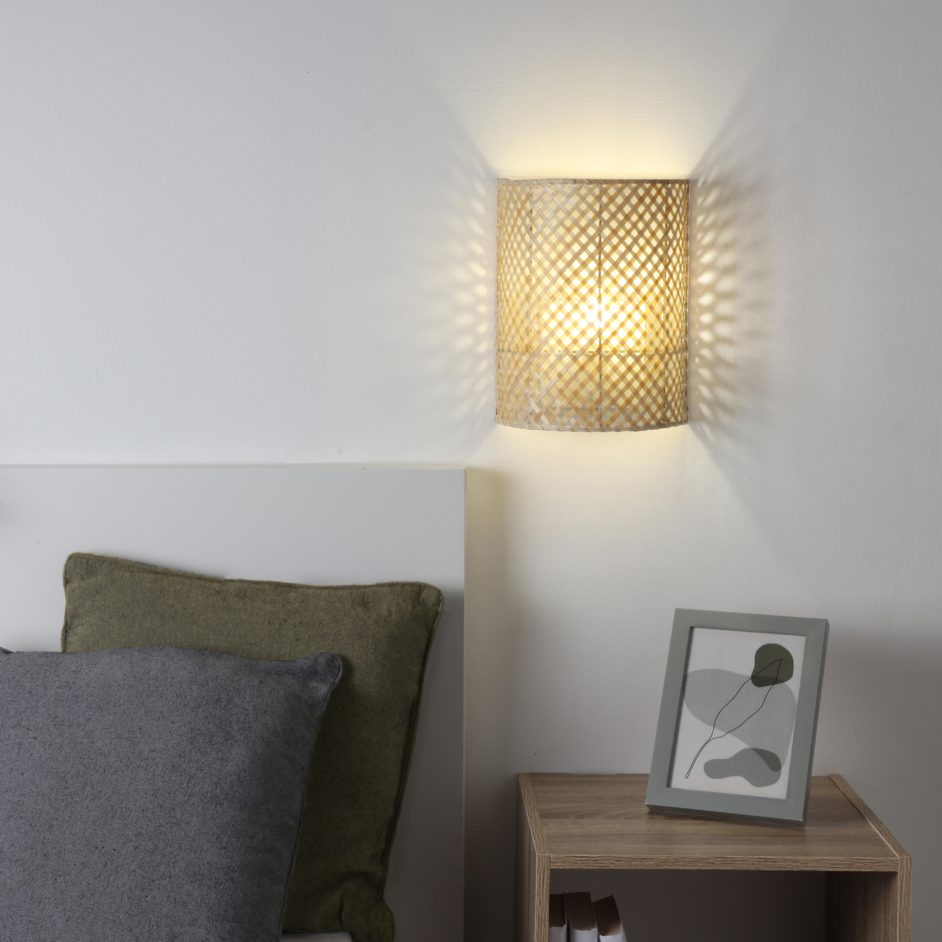 Applique murale E14, fer / bambou, beige, Palanga, INSPIRE - 6