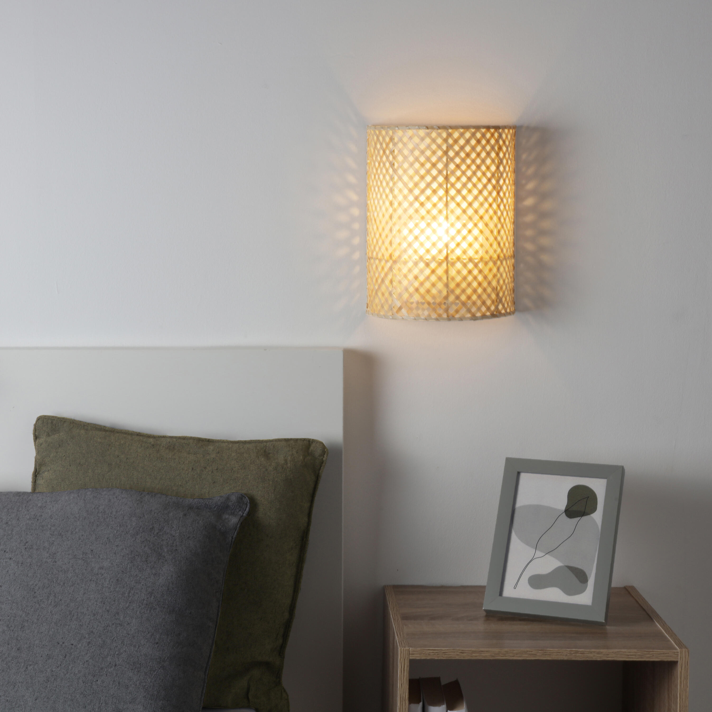 Applique murale E14, fer / bambou, beige, Palanga, INSPIRE - 5