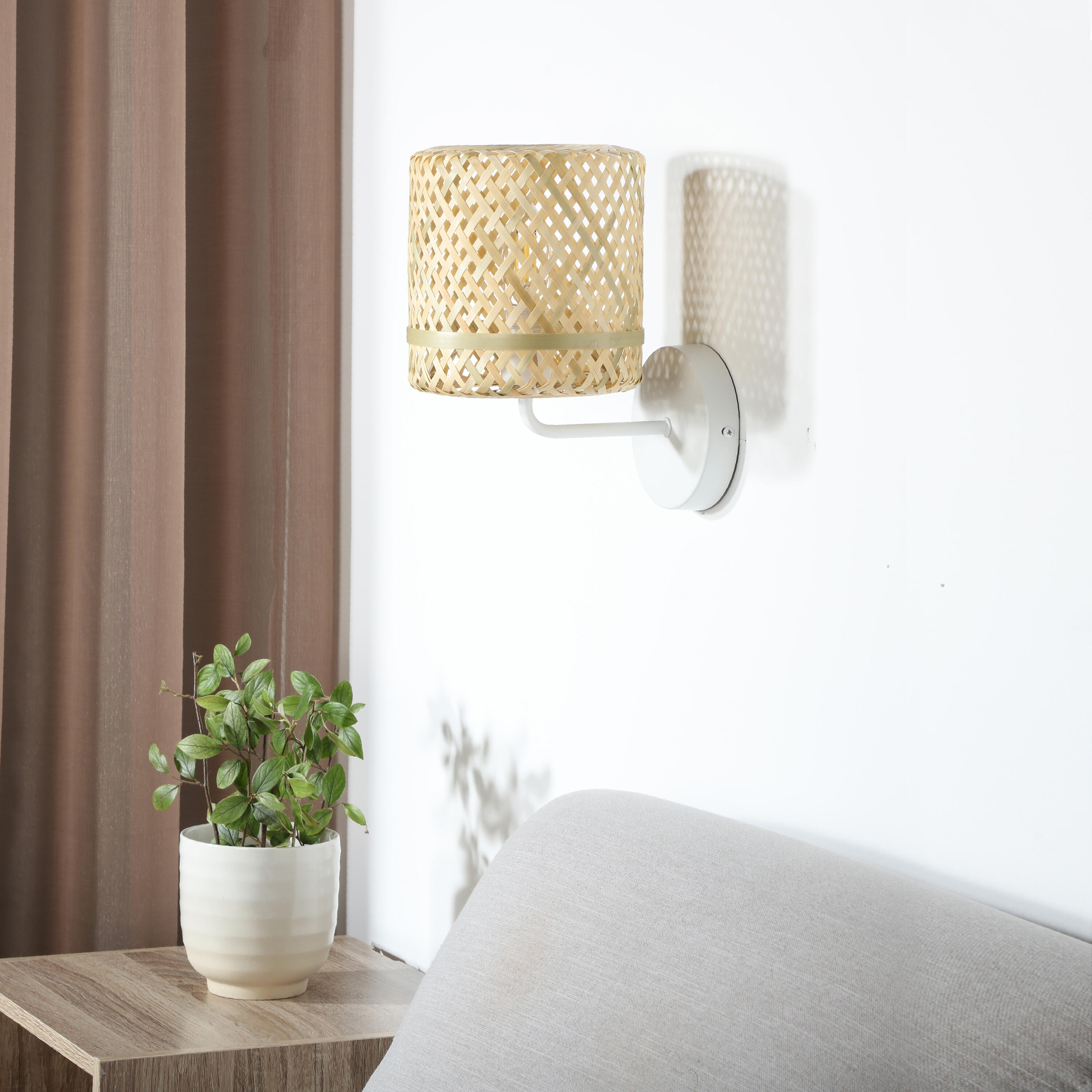 Kinkiet Palanga biały bambus E14 16 cm Inspire - 10