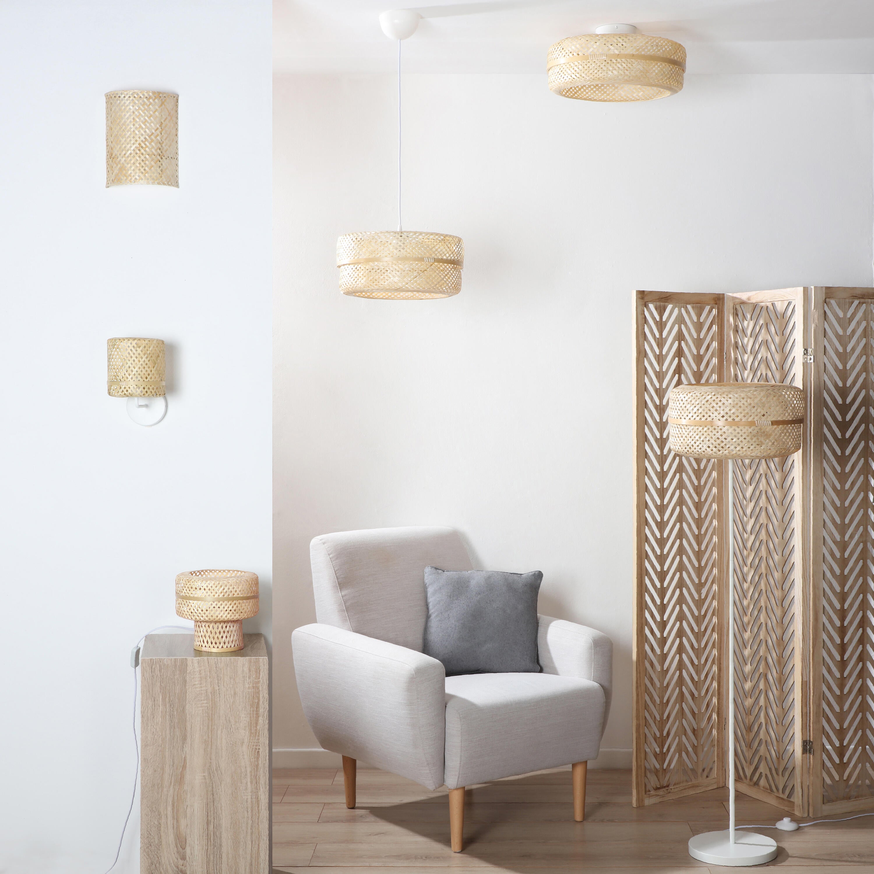 Lampadaire Palanga, acier, blanc,  H.140 cm INSPIRE, E27 - 14